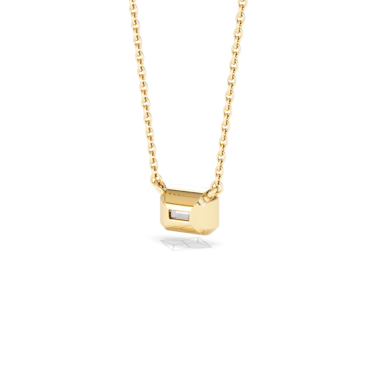 Horizon Emerald Cut Lab Diamond Solitaire Necklace 0.50ct H/SI in 9K Gold - Image 44