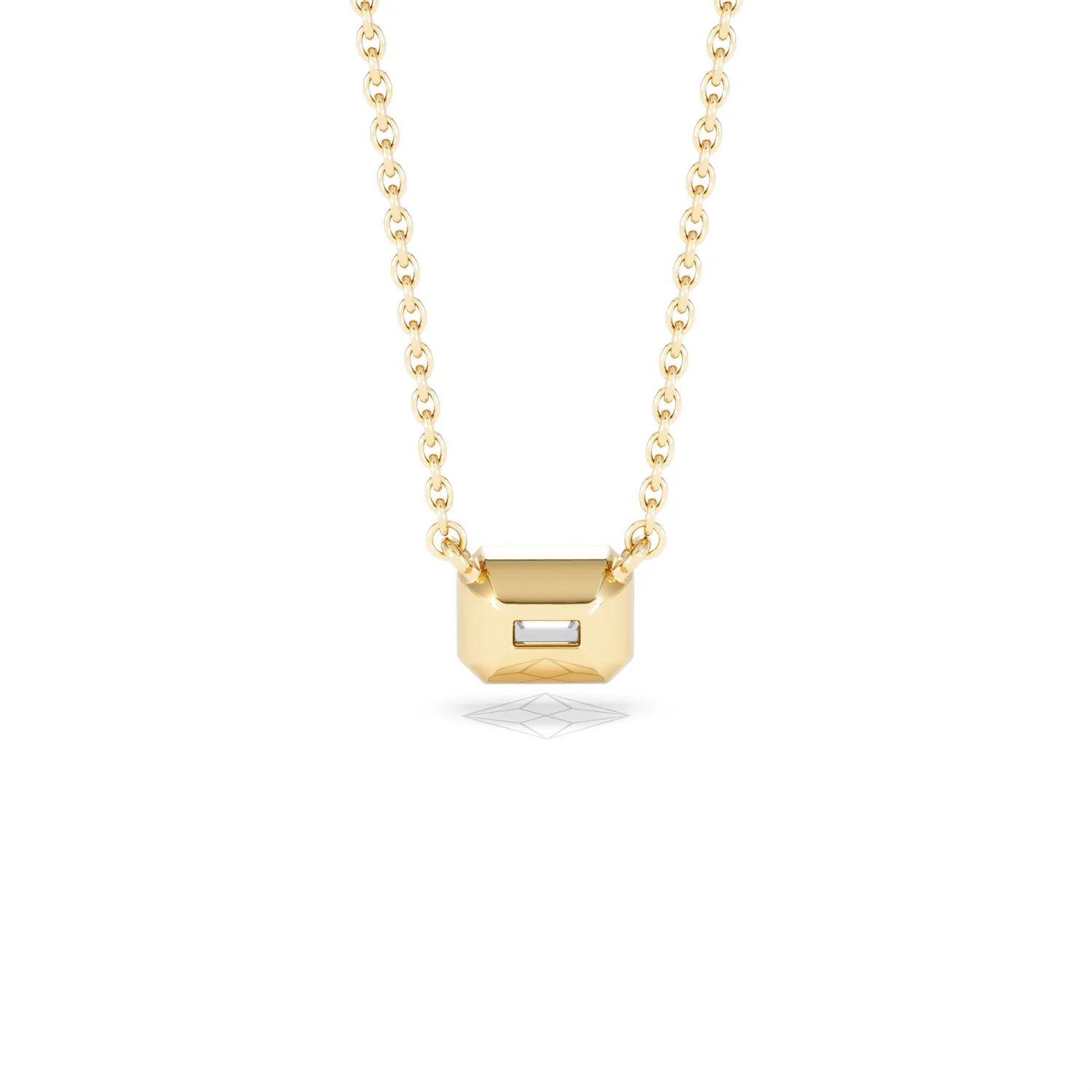 Horizon Emerald Cut Lab Diamond Solitaire Necklace 0.50ct H/SI in 9K Gold - Image 50