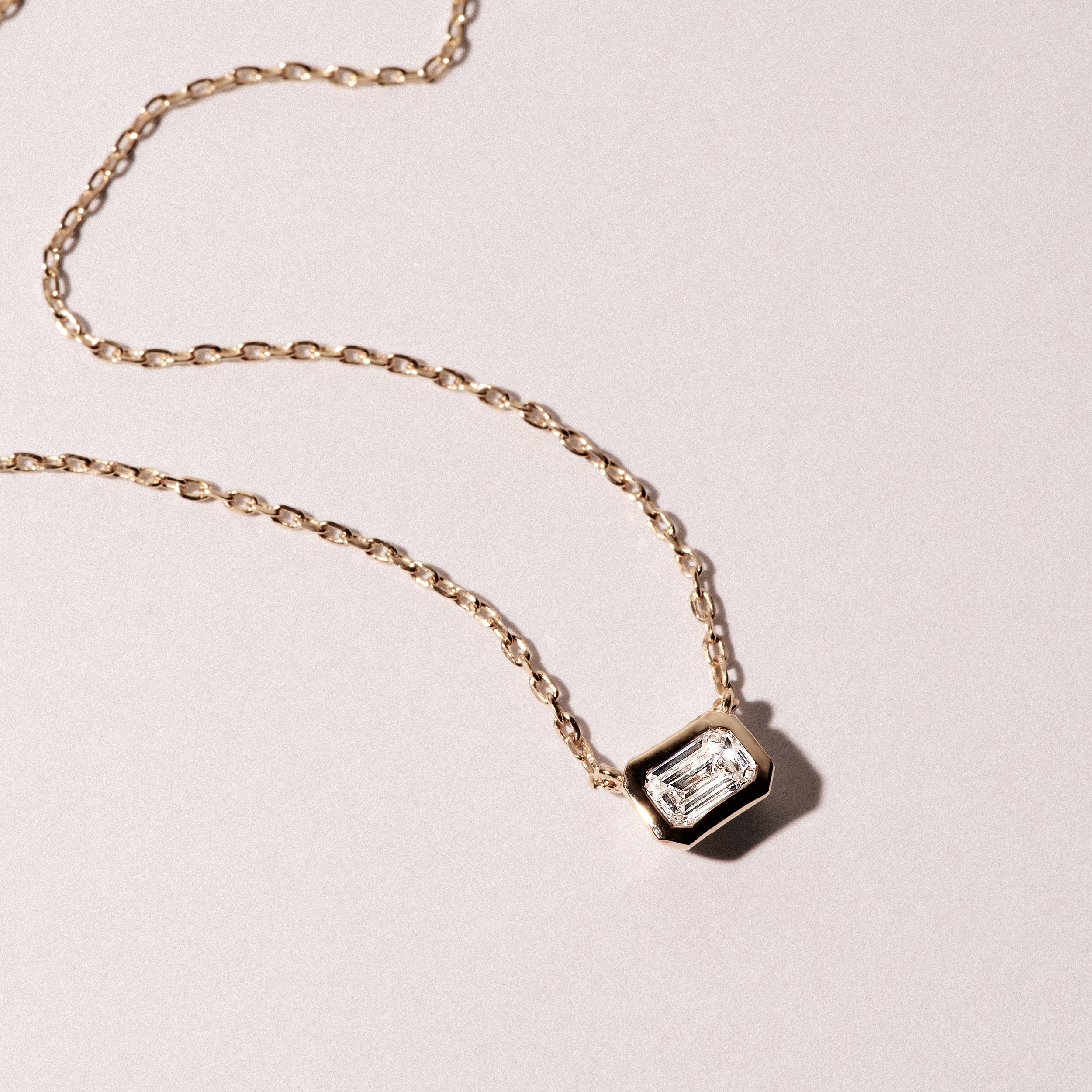 Horizon Emerald Cut Lab Diamond Solitaire Necklace 0.50ct H/SI in 9K Gold - Image 6