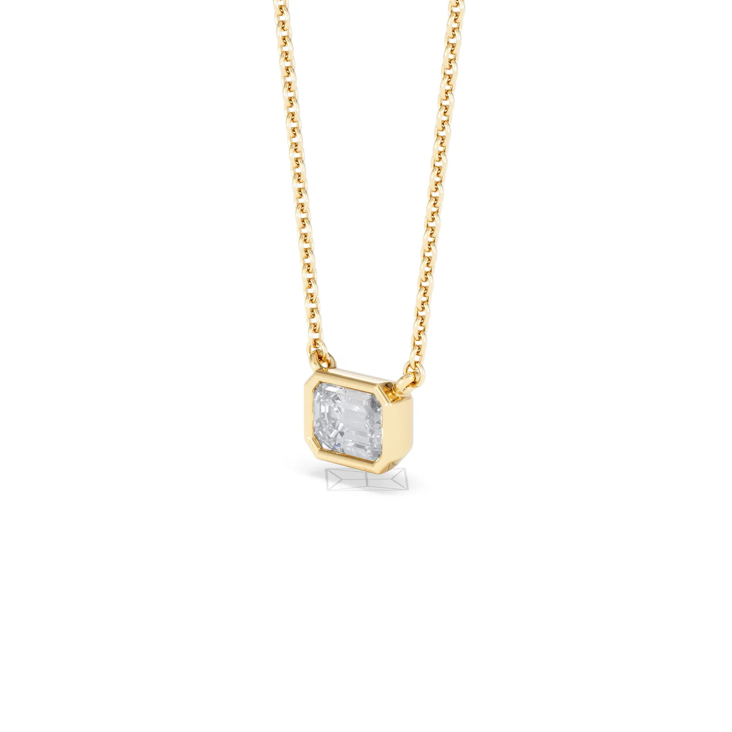 Horizon Emerald Cut Lab Diamond Solitaire Necklace 0.50ct H/SI in 9K Gold - Image 80