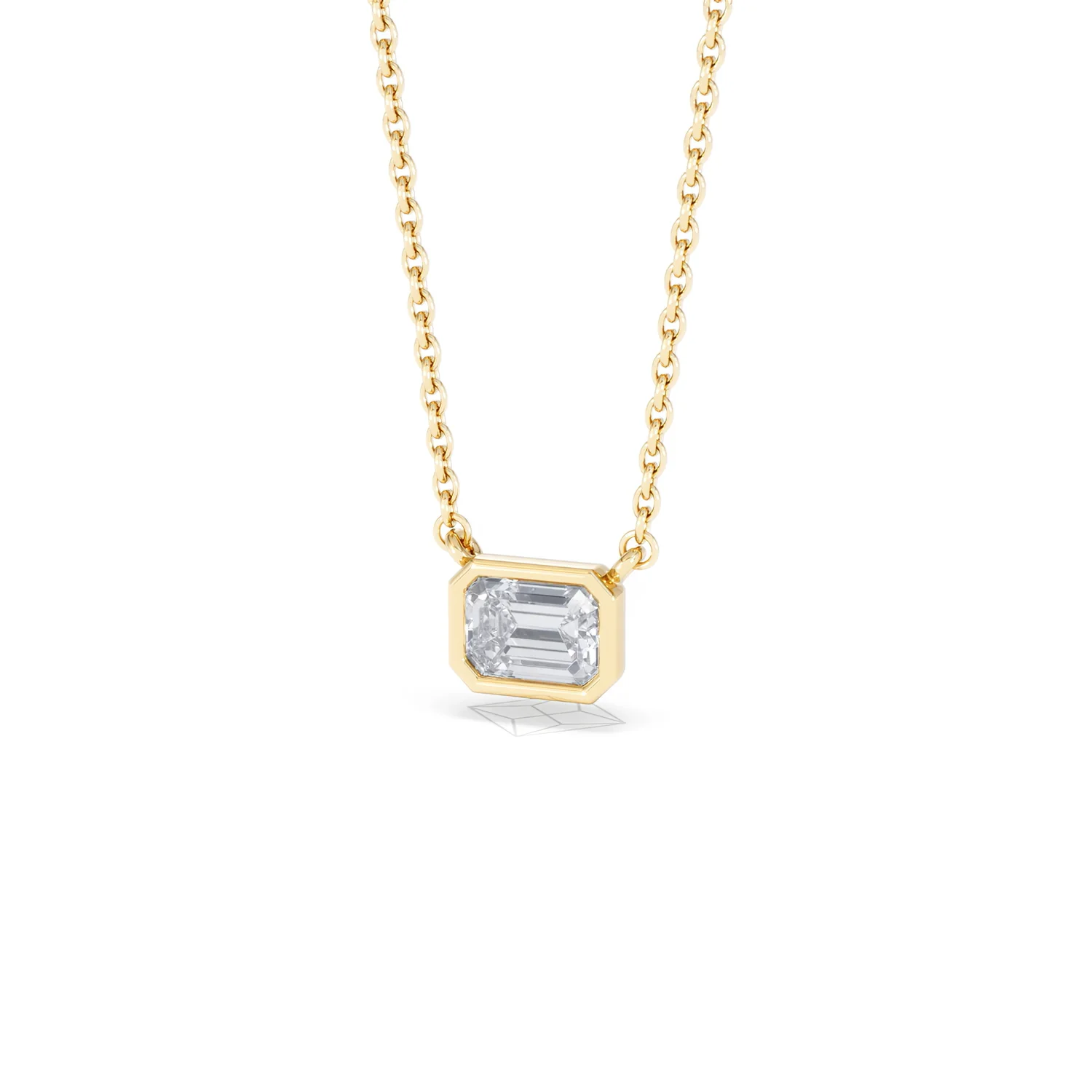 Horizon Emerald Cut Lab Diamond Solitaire Necklace 0.50ct H/SI in 9K Gold - Image 85