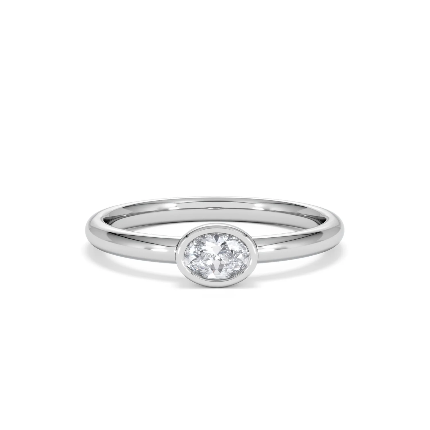 Horizon Oval Cut Lab Diamond Solitaire Ring 0.25ct H/SI in 925 Silver - Image 10