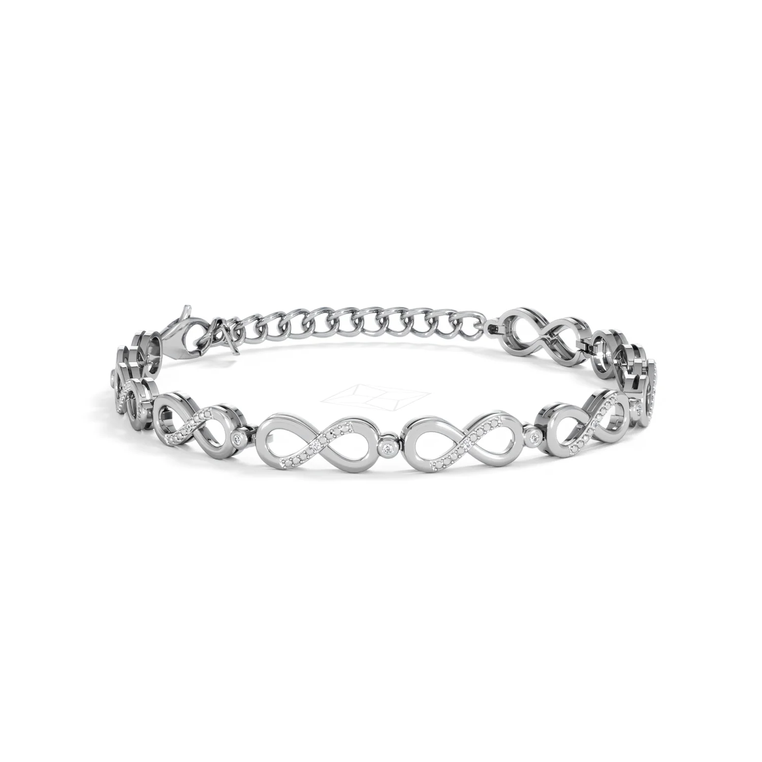 Infinity Love 0.05ct Lab Diamond Link Bracelet in Sterling Silver - Image 12