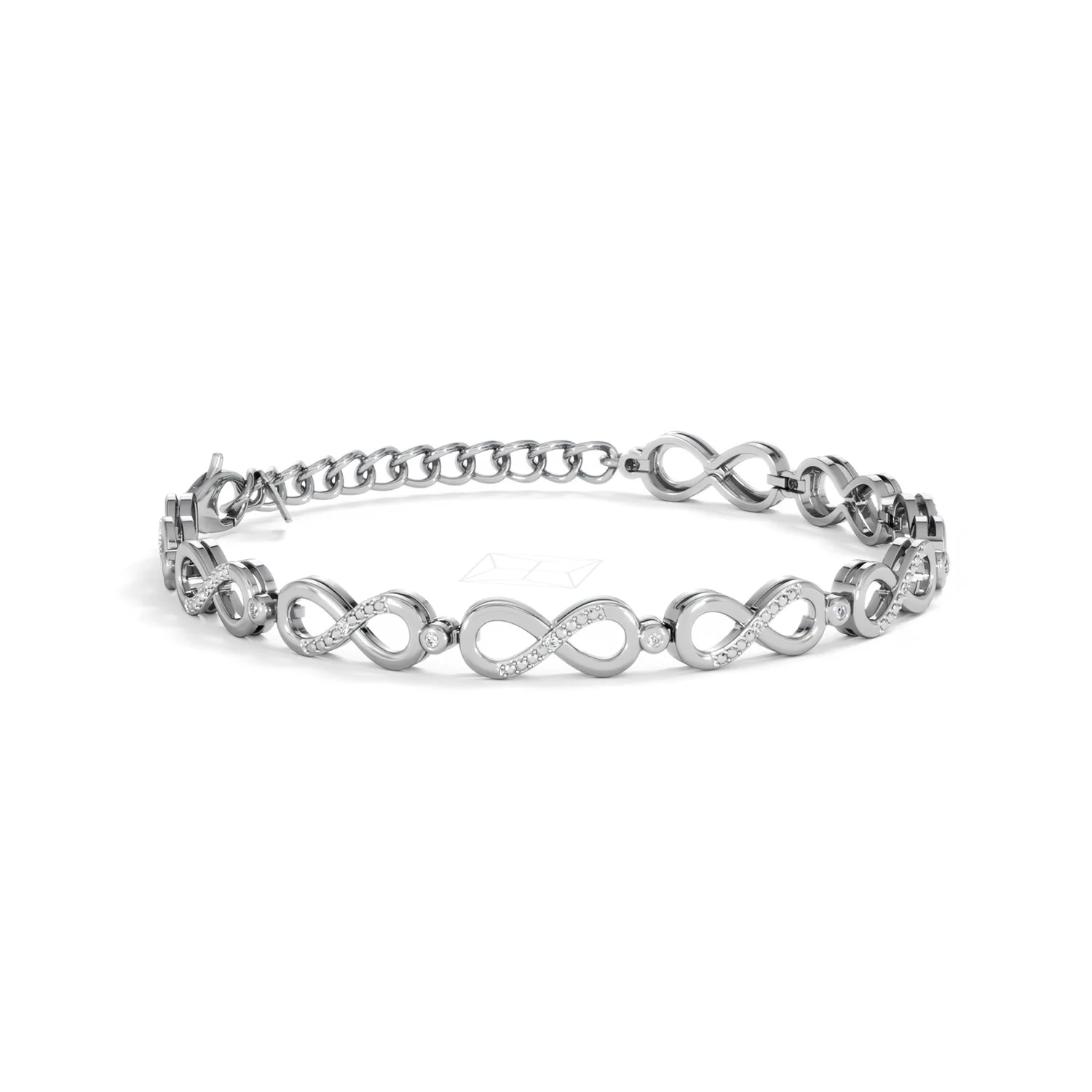 Infinity Love 0.05ct Lab Diamond Link Bracelet in Sterling Silver - Image 15