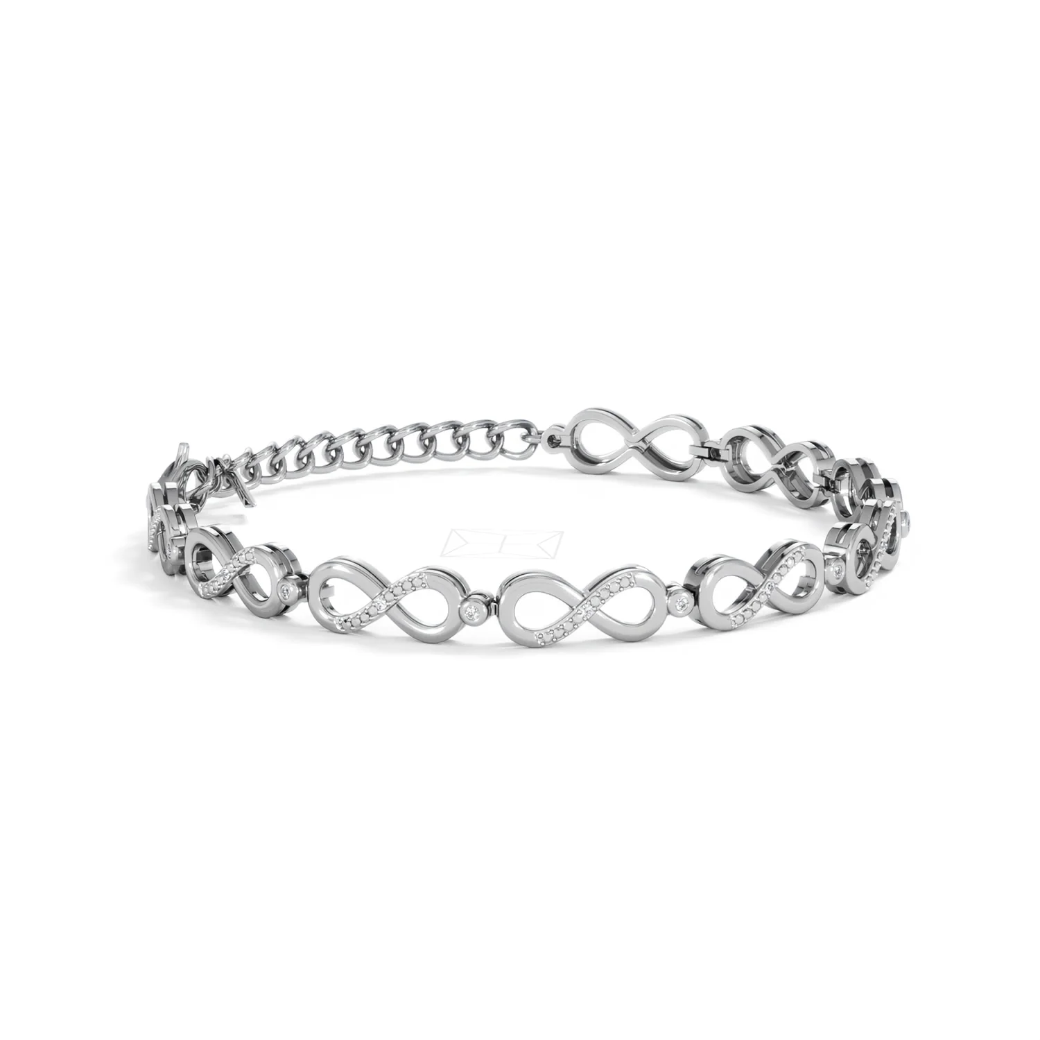 Infinity Love 0.05ct Lab Diamond Link Bracelet in Sterling Silver - Image 17