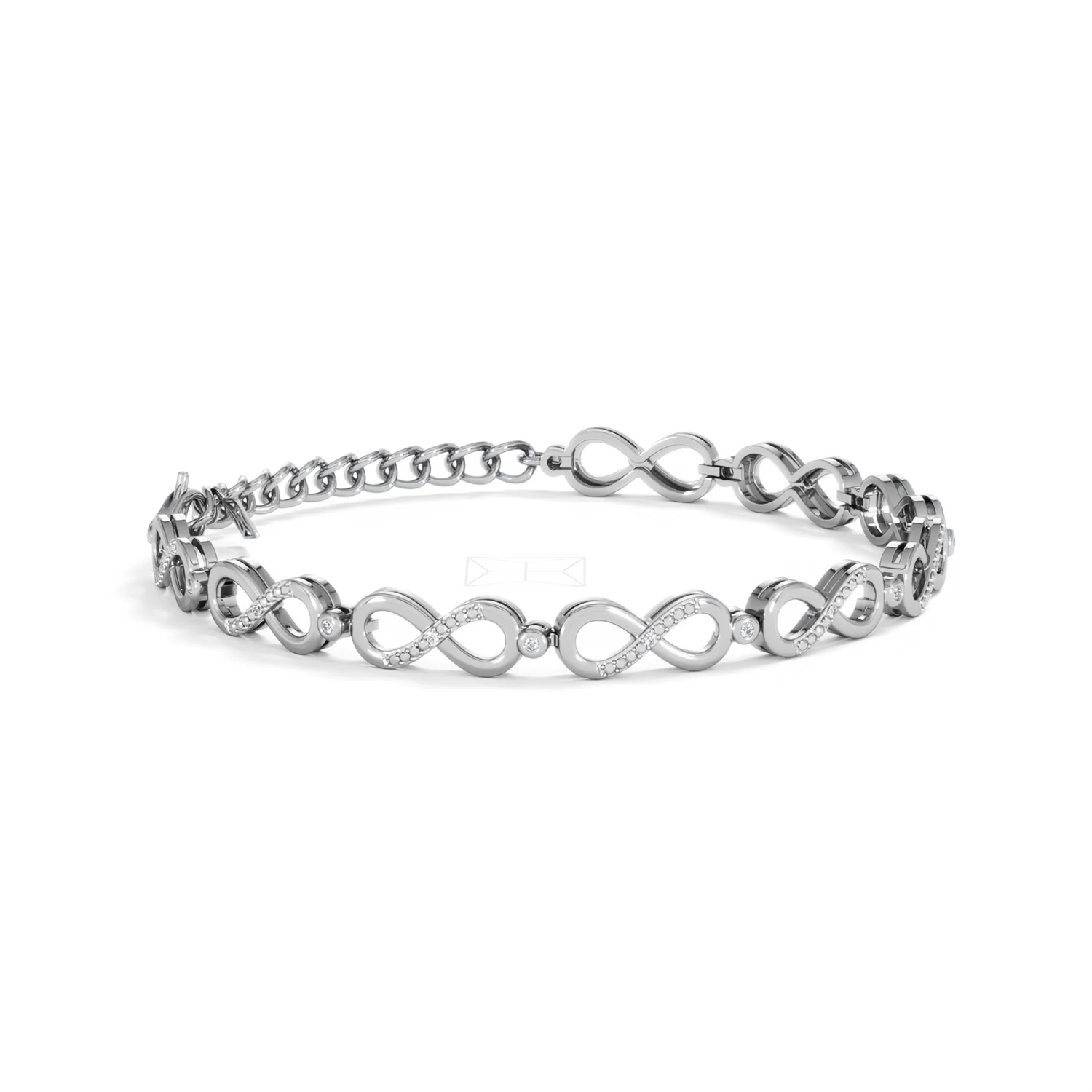Infinity Love 0.05ct Lab Diamond Link Bracelet in Sterling Silver - Image 18