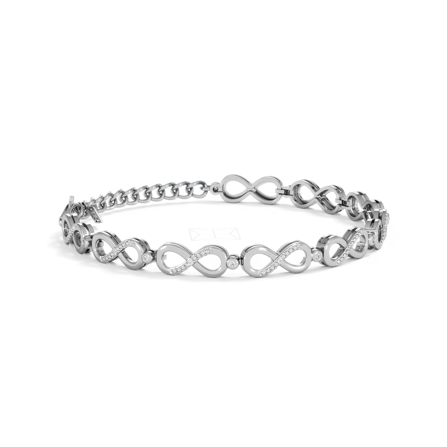 Infinity Love 0.05ct Lab Diamond Link Bracelet in Sterling Silver - Image 19