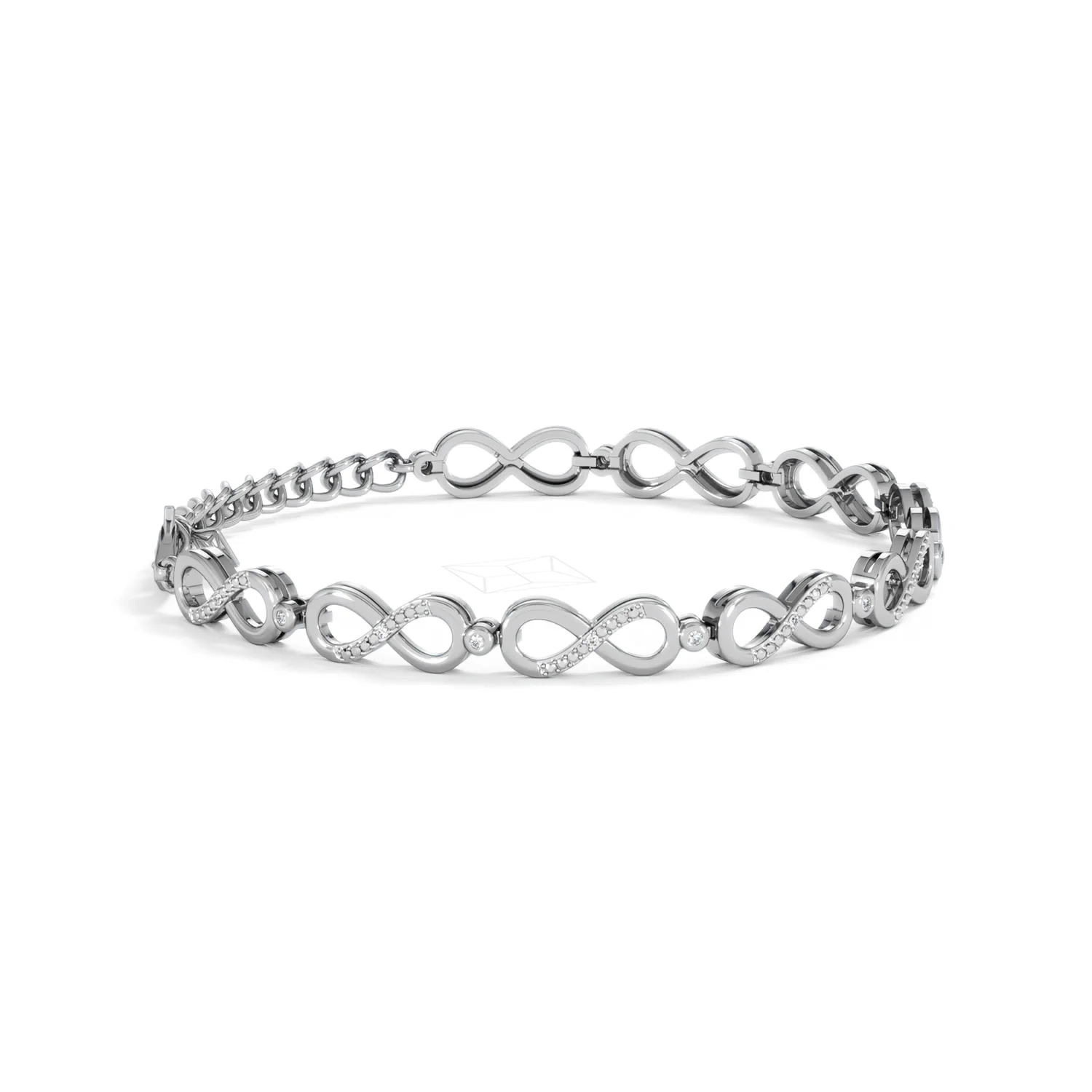 Infinity Love 0.05ct Lab Diamond Link Bracelet in Sterling Silver - Image 23