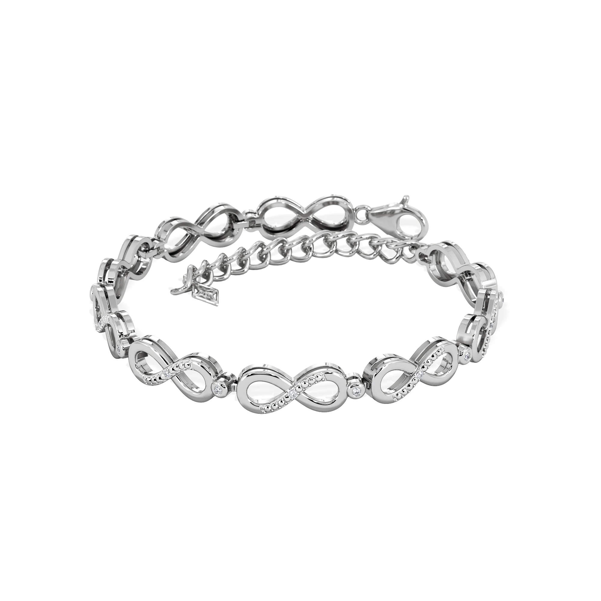 Infinity Love 0.05ct Lab Diamond Link Bracelet in Sterling Silver - Image 3