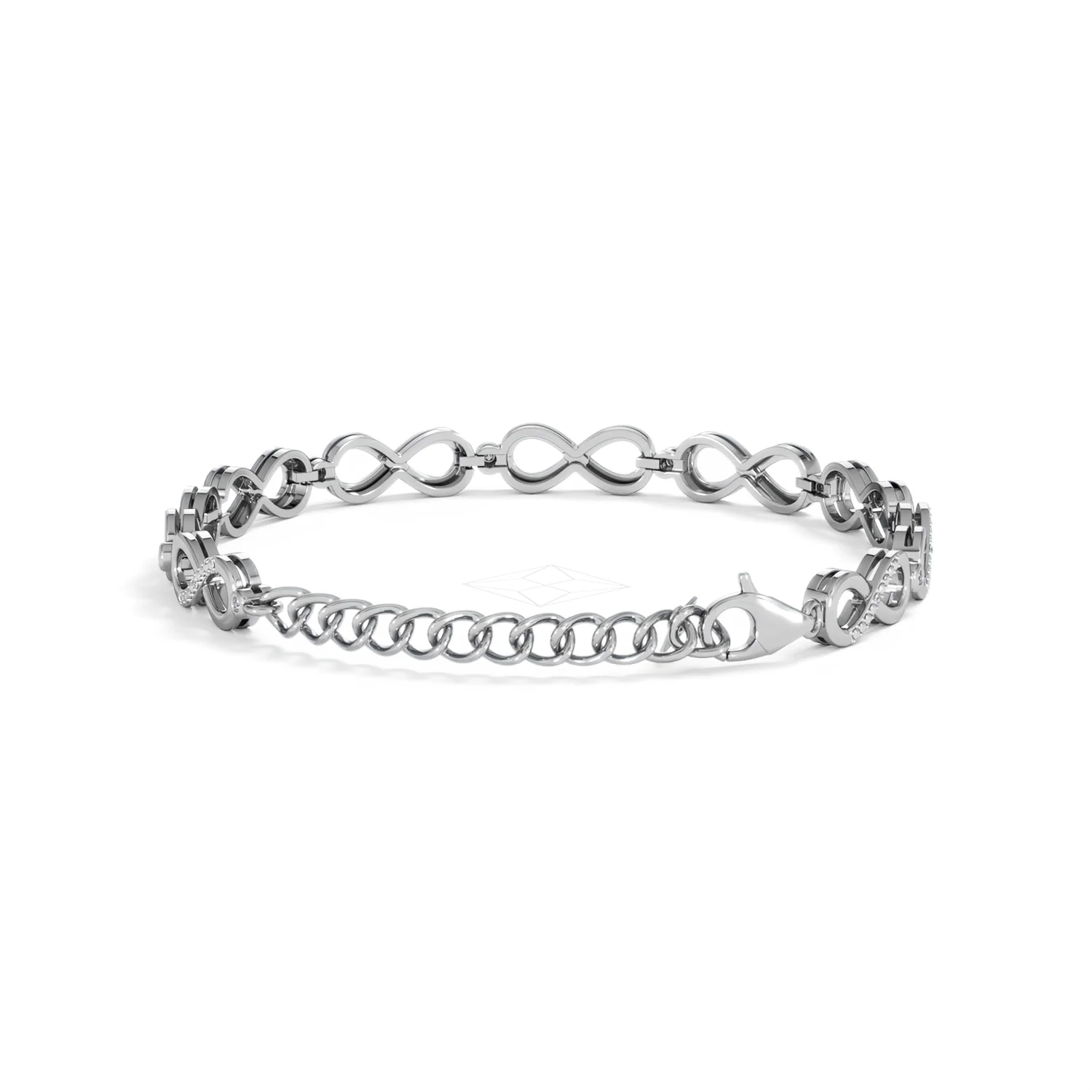 Infinity Love 0.05ct Lab Diamond Link Bracelet in Sterling Silver - Image 47