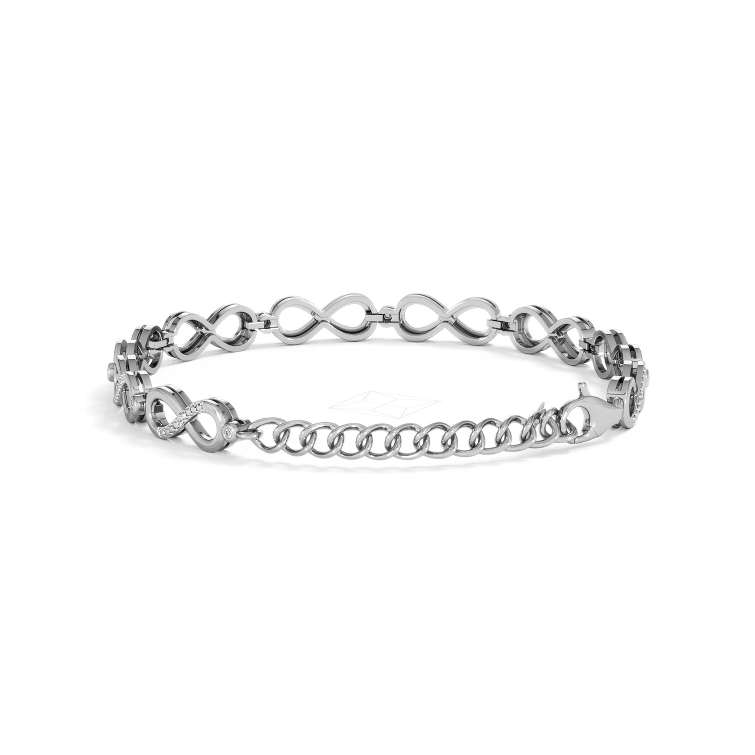 Infinity Love 0.05ct Lab Diamond Link Bracelet in Sterling Silver - Image 51