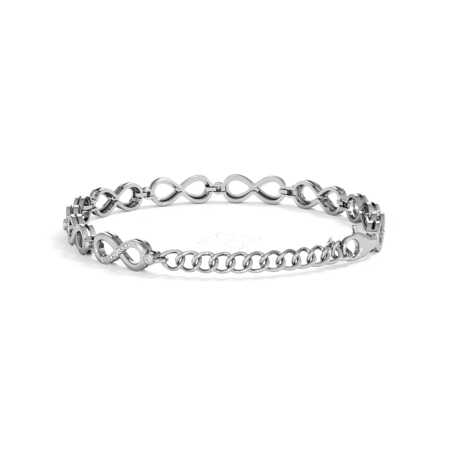 Infinity Love 0.05ct Lab Diamond Link Bracelet in Sterling Silver - Image 52