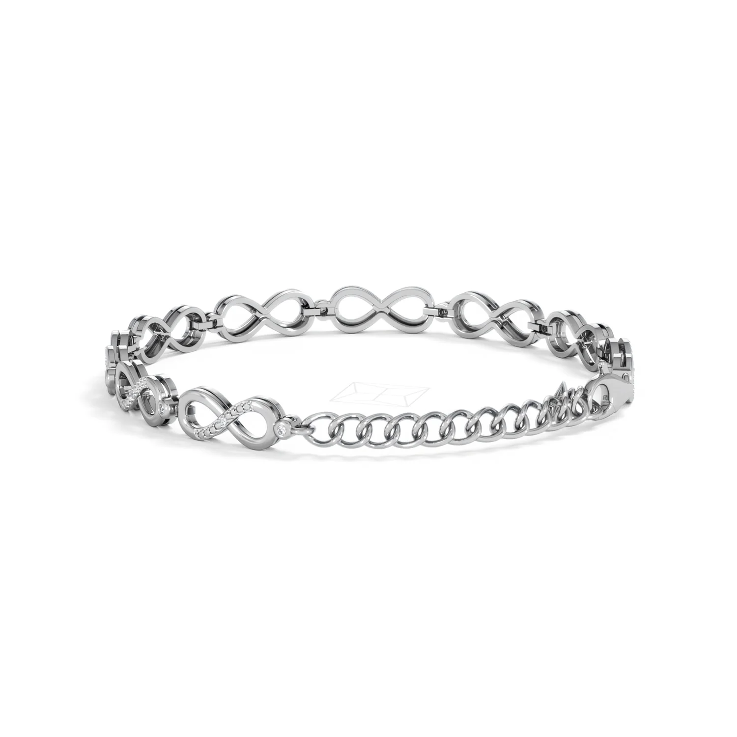 Infinity Love 0.05ct Lab Diamond Link Bracelet in Sterling Silver - Image 54