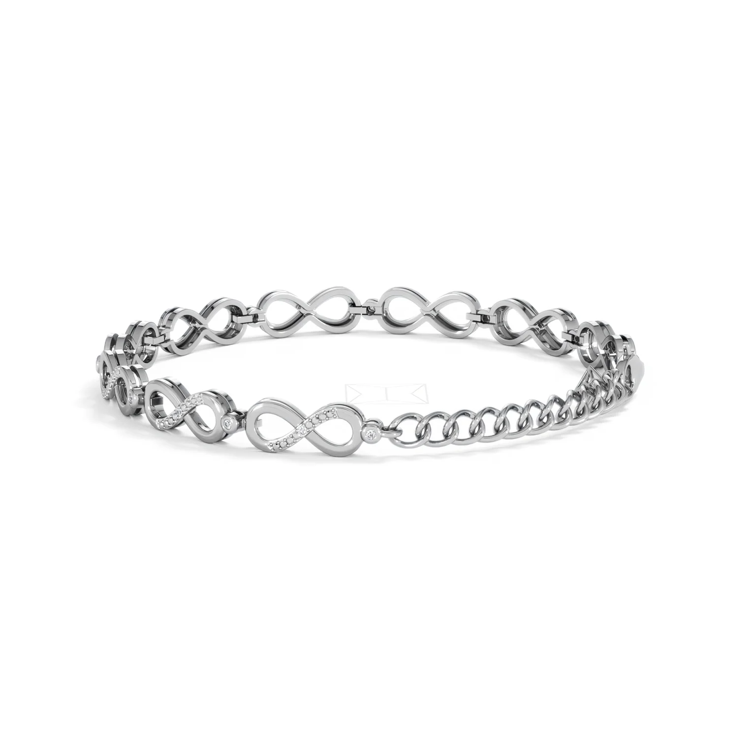 Infinity Love 0.05ct Lab Diamond Link Bracelet in Sterling Silver - Image 58