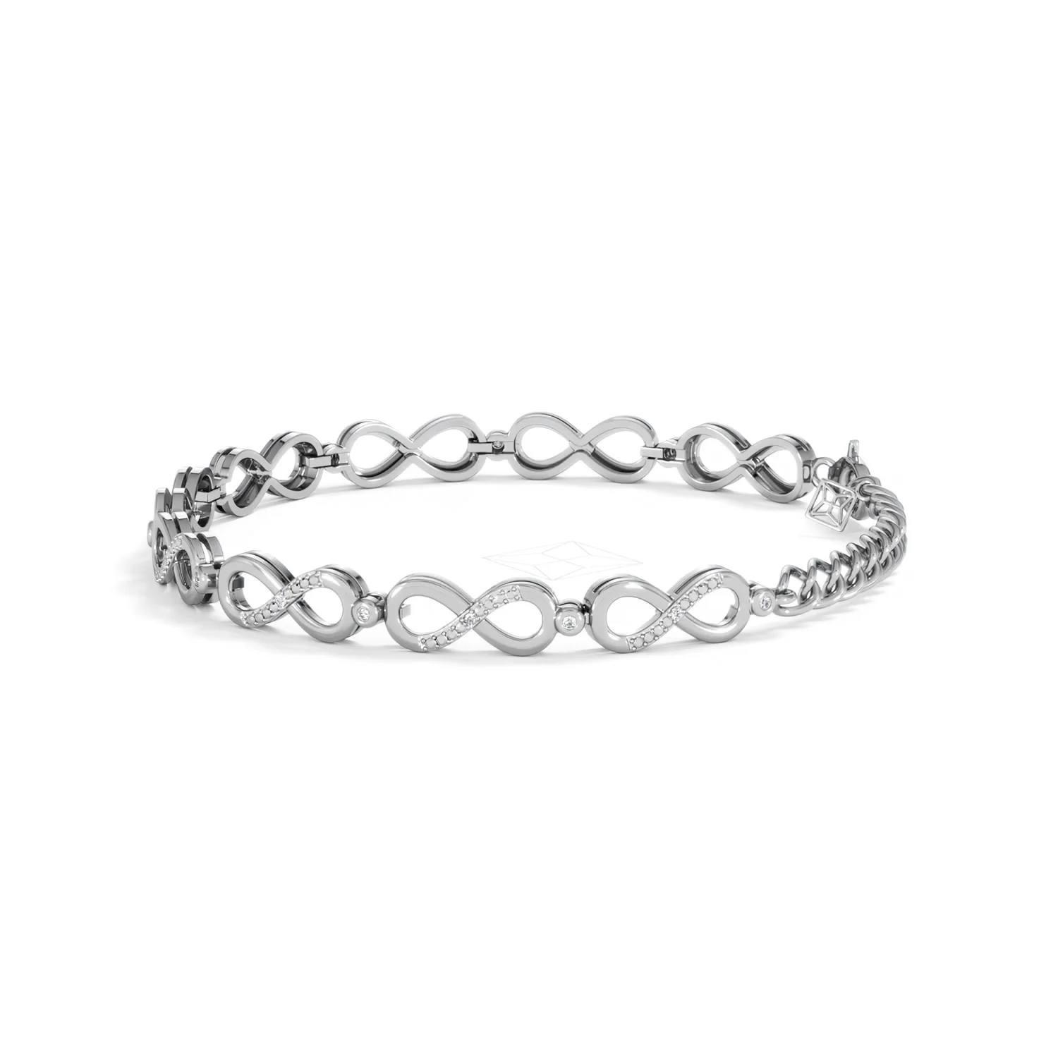 Infinity Love 0.05ct Lab Diamond Link Bracelet in Sterling Silver - Image 66