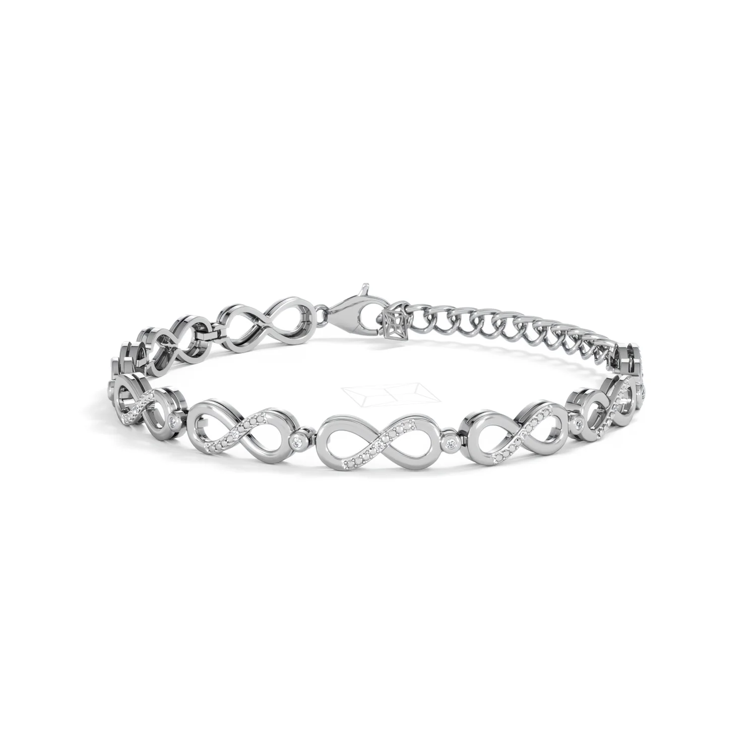 Infinity Love 0.05ct Lab Diamond Link Bracelet in Sterling Silver - Image 81