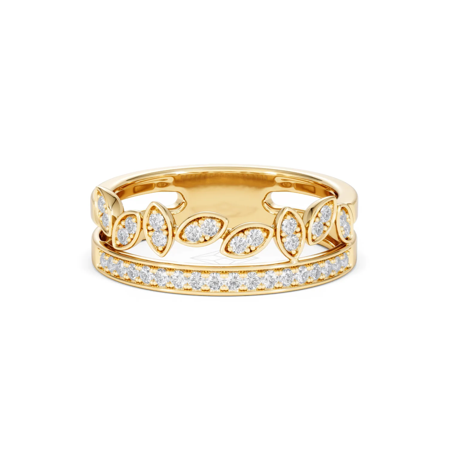 Double Band Stacking Ring Lab Diamond 0.25ct in 18K Gold Vermeil - Image 10