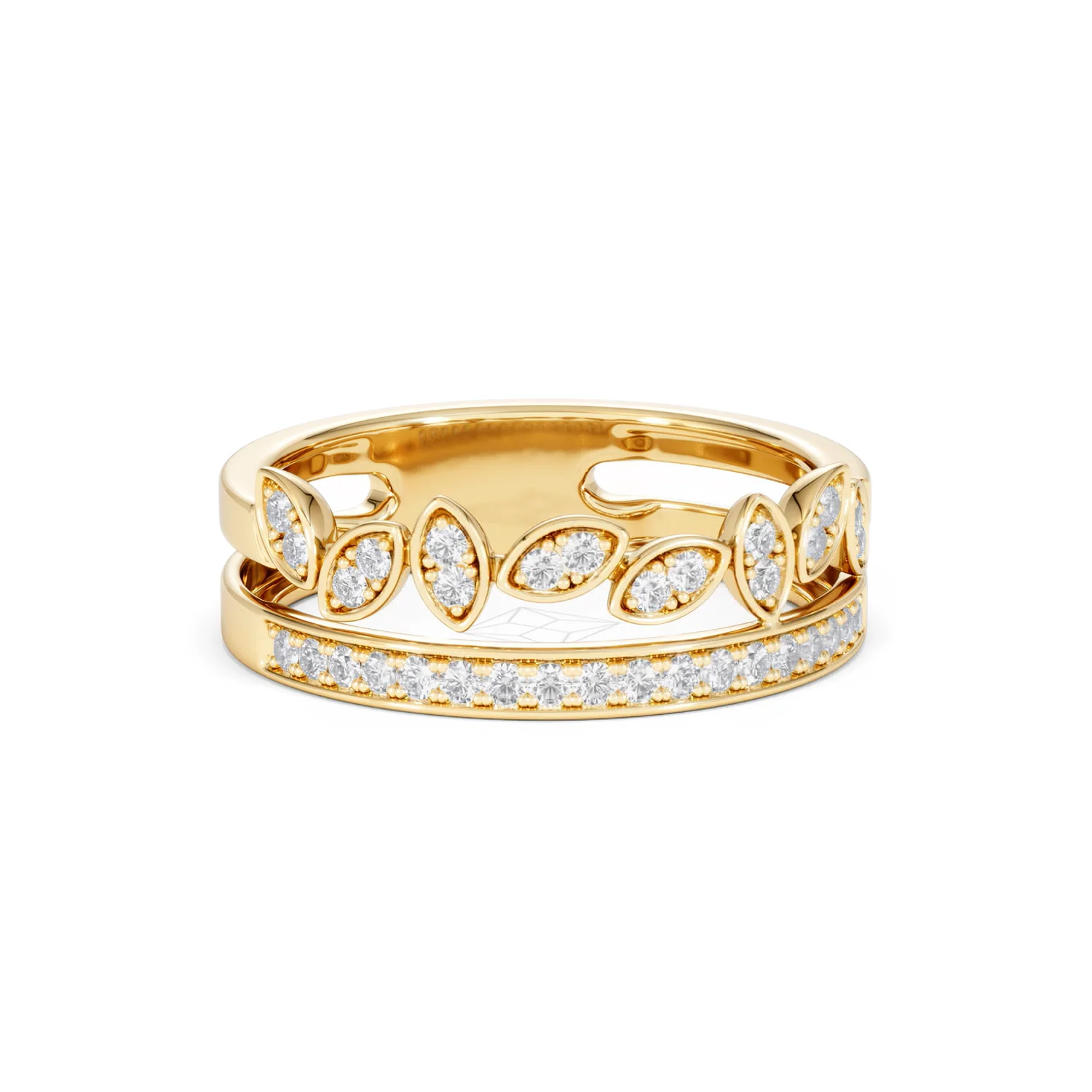 Double Band Stacking Ring Lab Diamond 0.25ct in 18K Gold Vermeil - Image 13