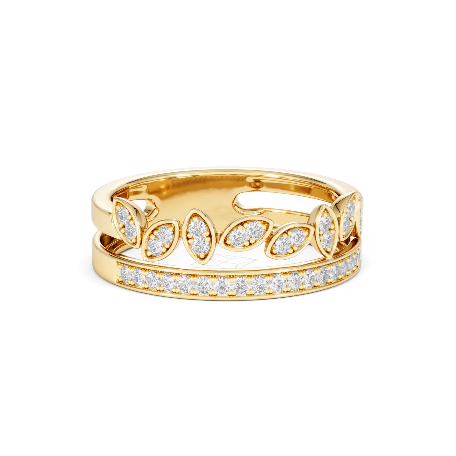 Double Band Stacking Ring Lab Diamond 0.25ct in 18K Gold Vermeil - Image 14