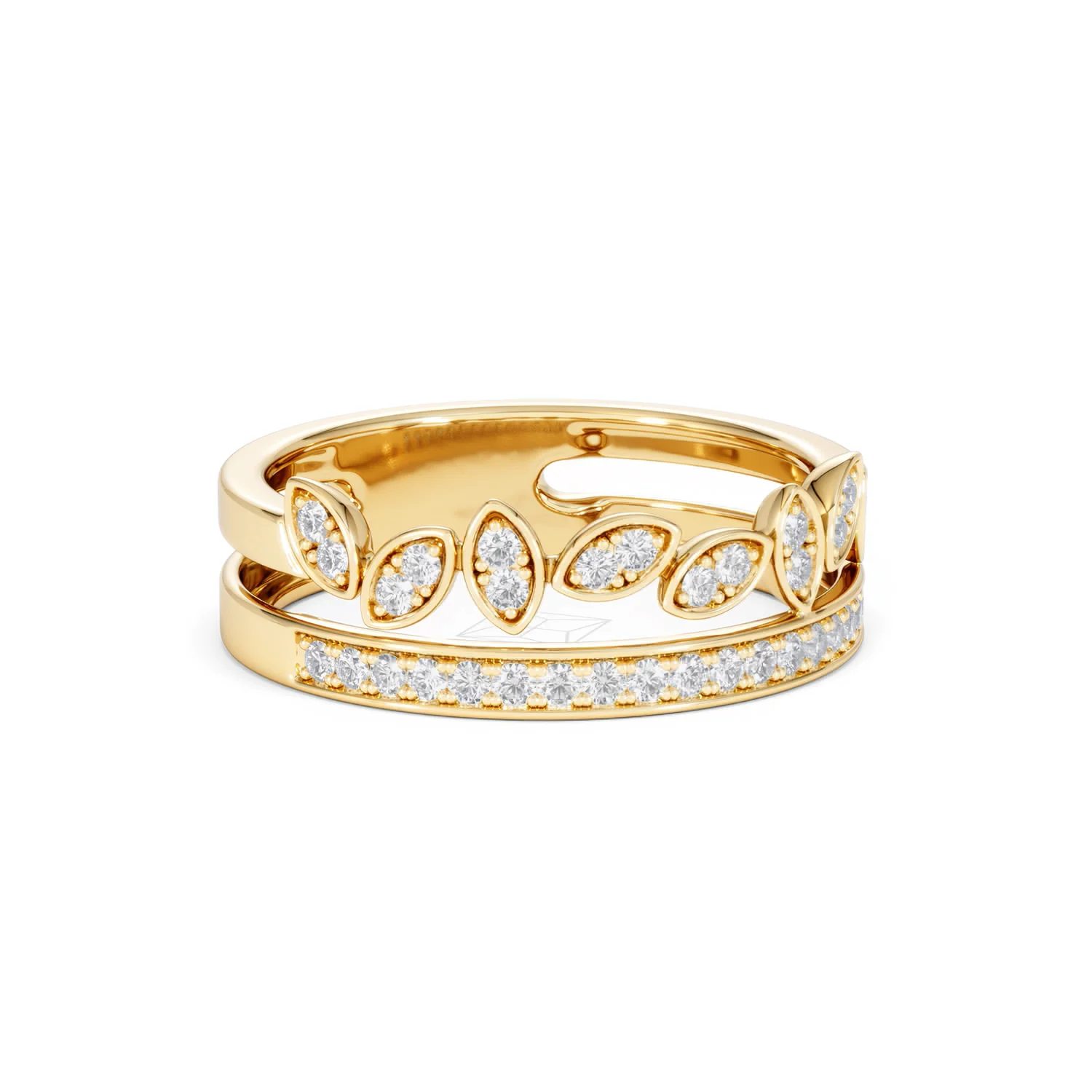 Double Band Stacking Ring Lab Diamond 0.25ct in 18K Gold Vermeil - Image 15