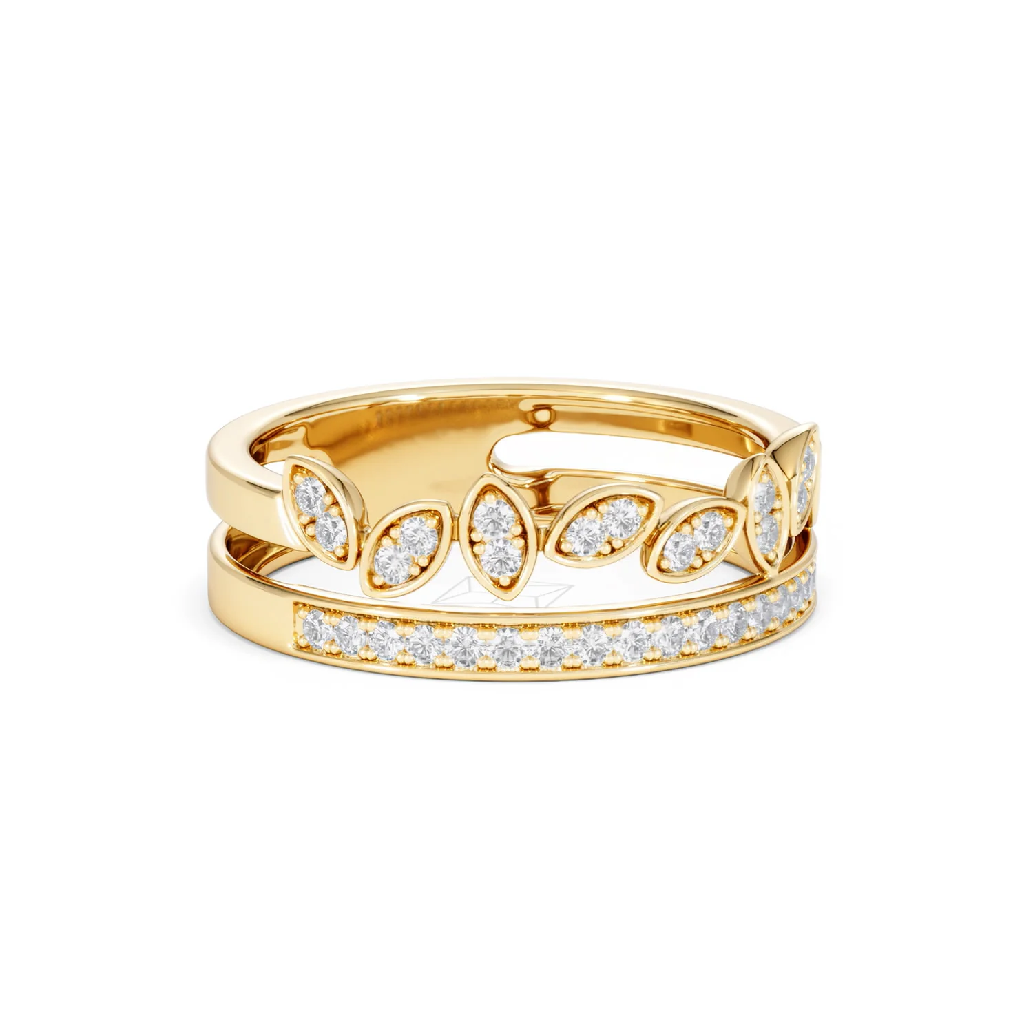 Double Band Stacking Ring Lab Diamond 0.25ct in 18K Gold Vermeil - Image 16