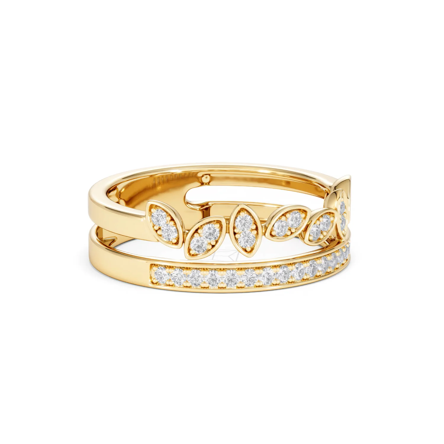 Double Band Stacking Ring Lab Diamond 0.25ct in 18K Gold Vermeil - Image 19