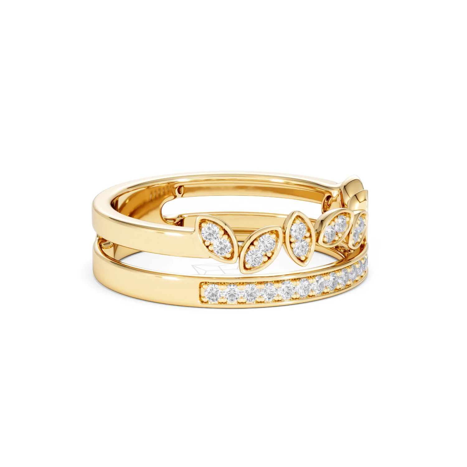 Double Band Stacking Ring Lab Diamond 0.25ct in 18K Gold Vermeil - Image 23