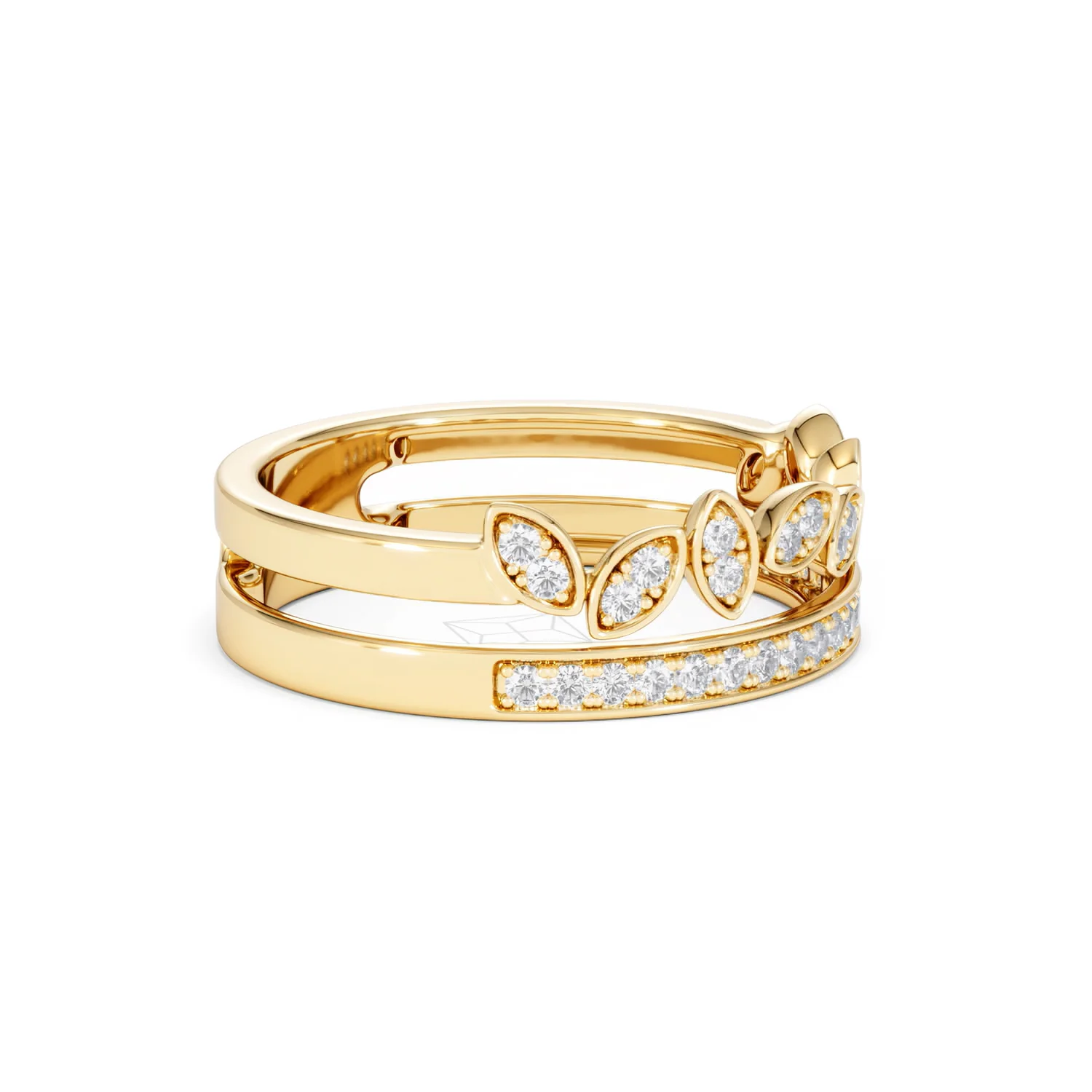 Double Band Stacking Ring Lab Diamond 0.25ct in 18K Gold Vermeil - Image 24