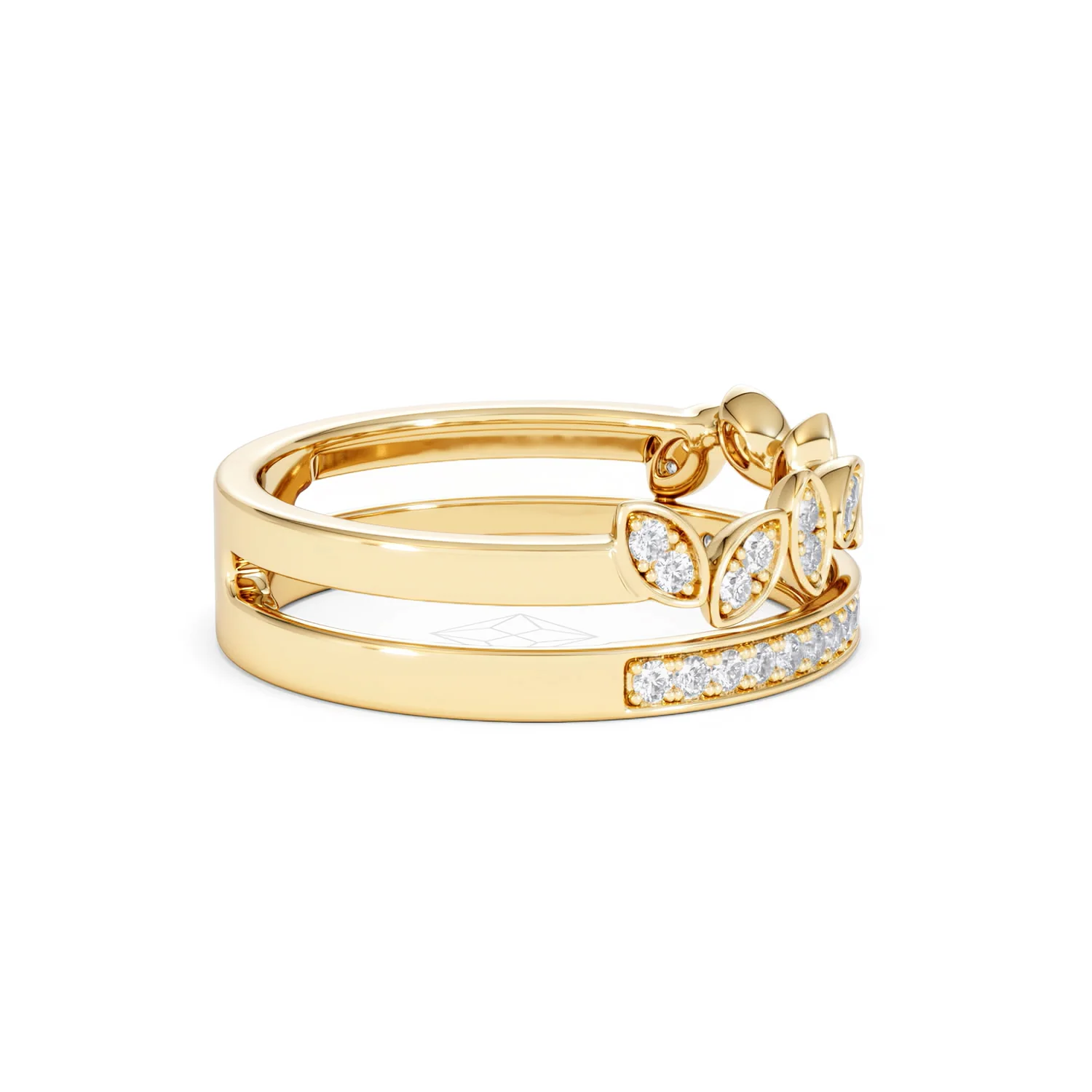 Double Band Stacking Ring Lab Diamond 0.25ct in 18K Gold Vermeil - Image 29