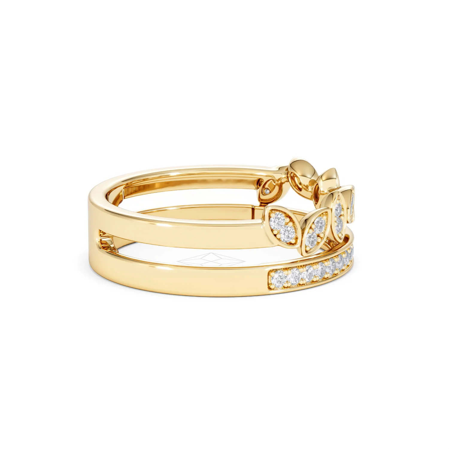Double Band Stacking Ring Lab Diamond 0.25ct in 18K Gold Vermeil - Image 30