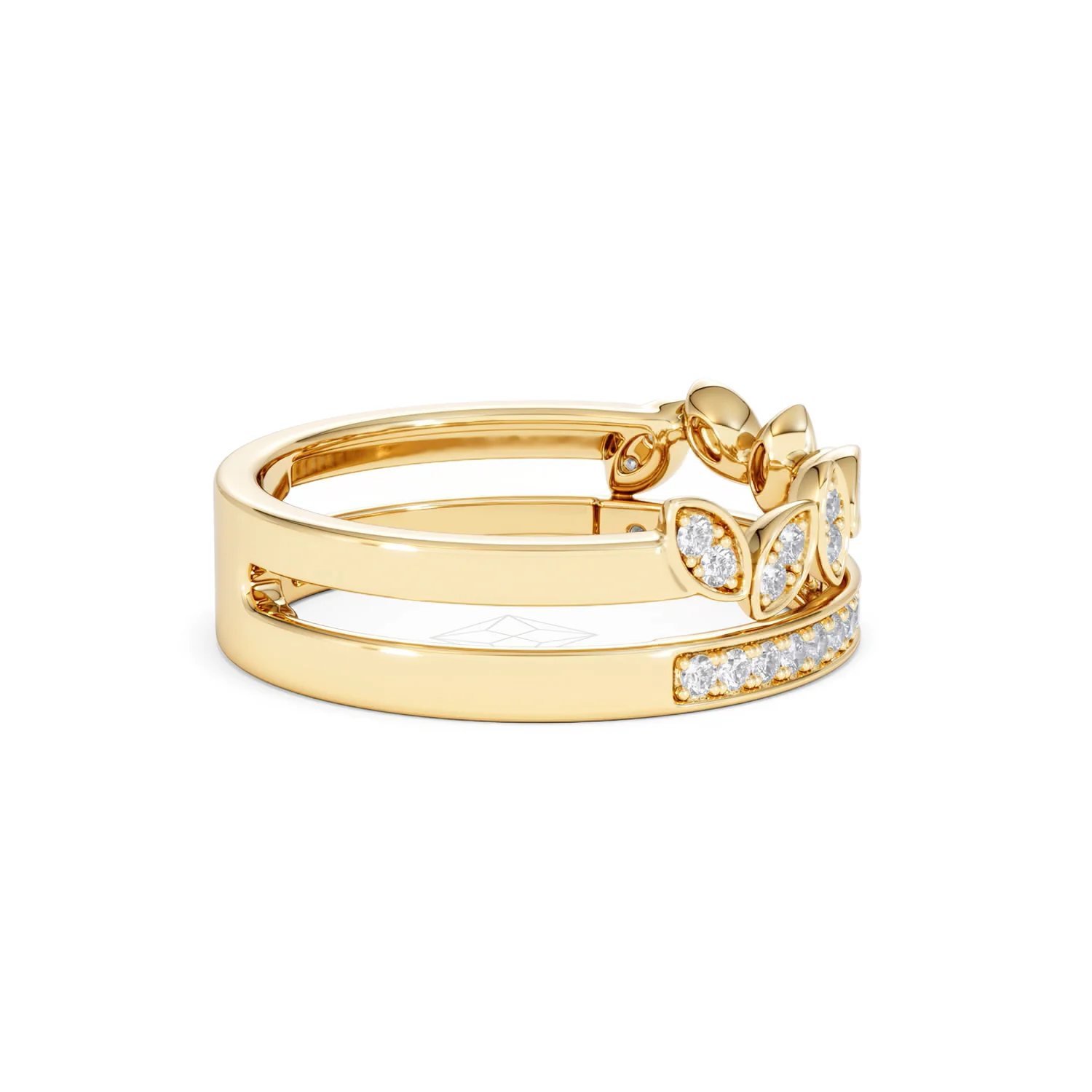 Double Band Stacking Ring Lab Diamond 0.25ct in 18K Gold Vermeil - Image 31