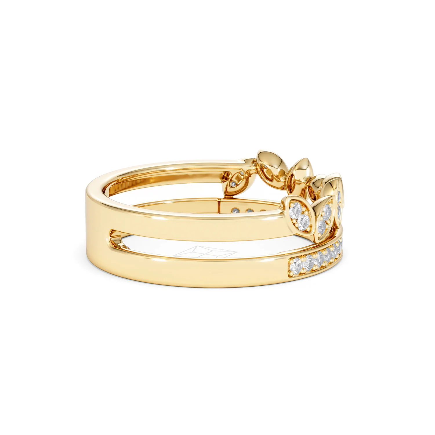Double Band Stacking Ring Lab Diamond 0.25ct in 18K Gold Vermeil - Image 33