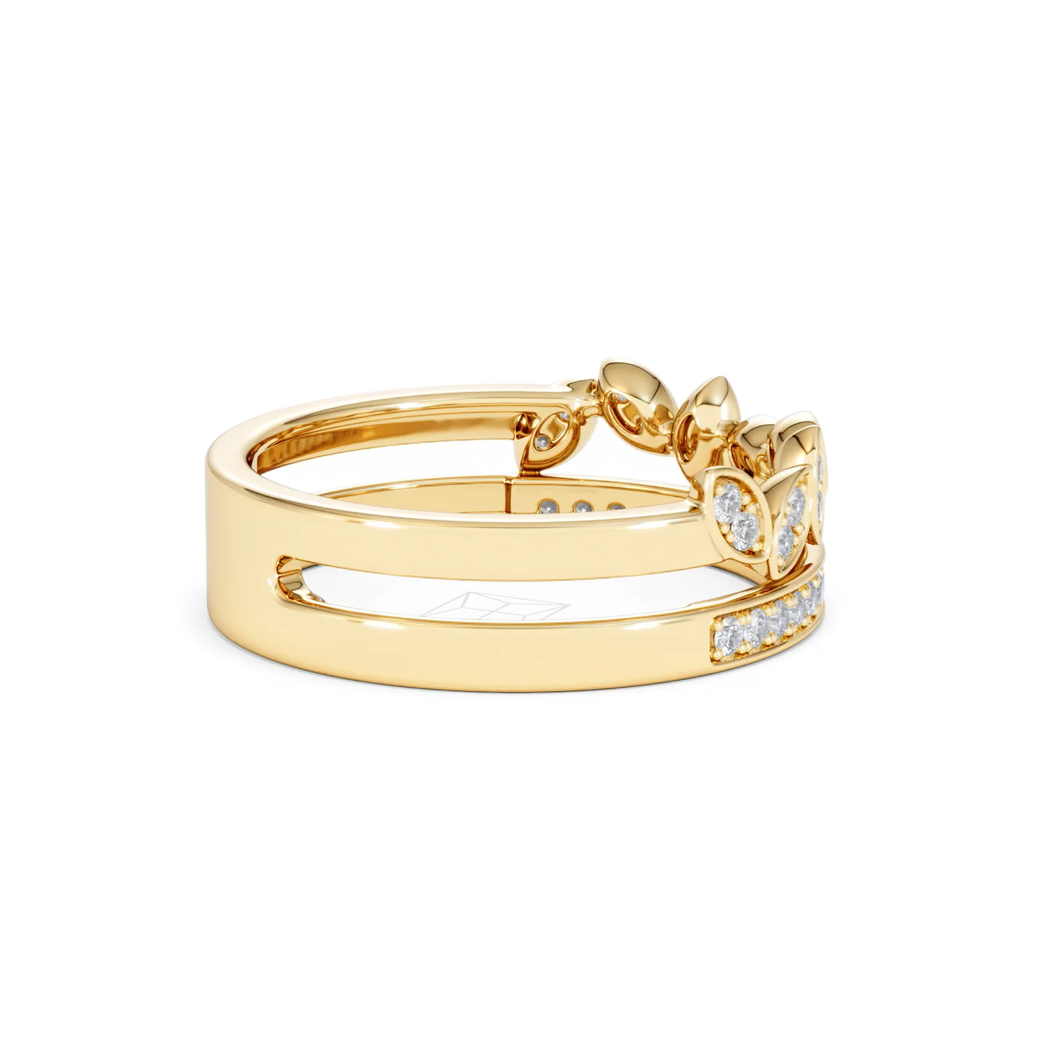 Double Band Stacking Ring Lab Diamond 0.25ct in 18K Gold Vermeil - Image 34