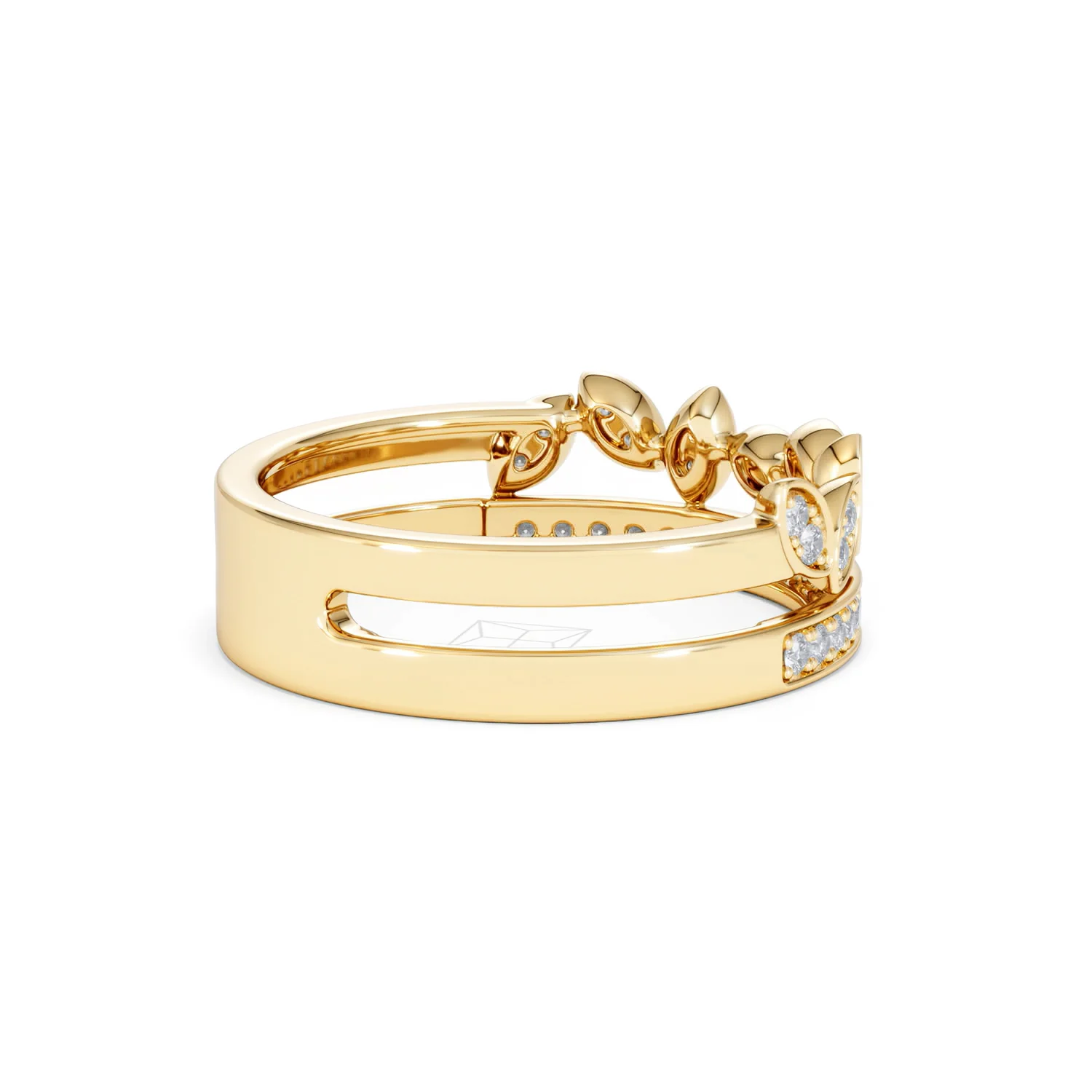 Double Band Stacking Ring Lab Diamond 0.25ct in 18K Gold Vermeil - Image 36
