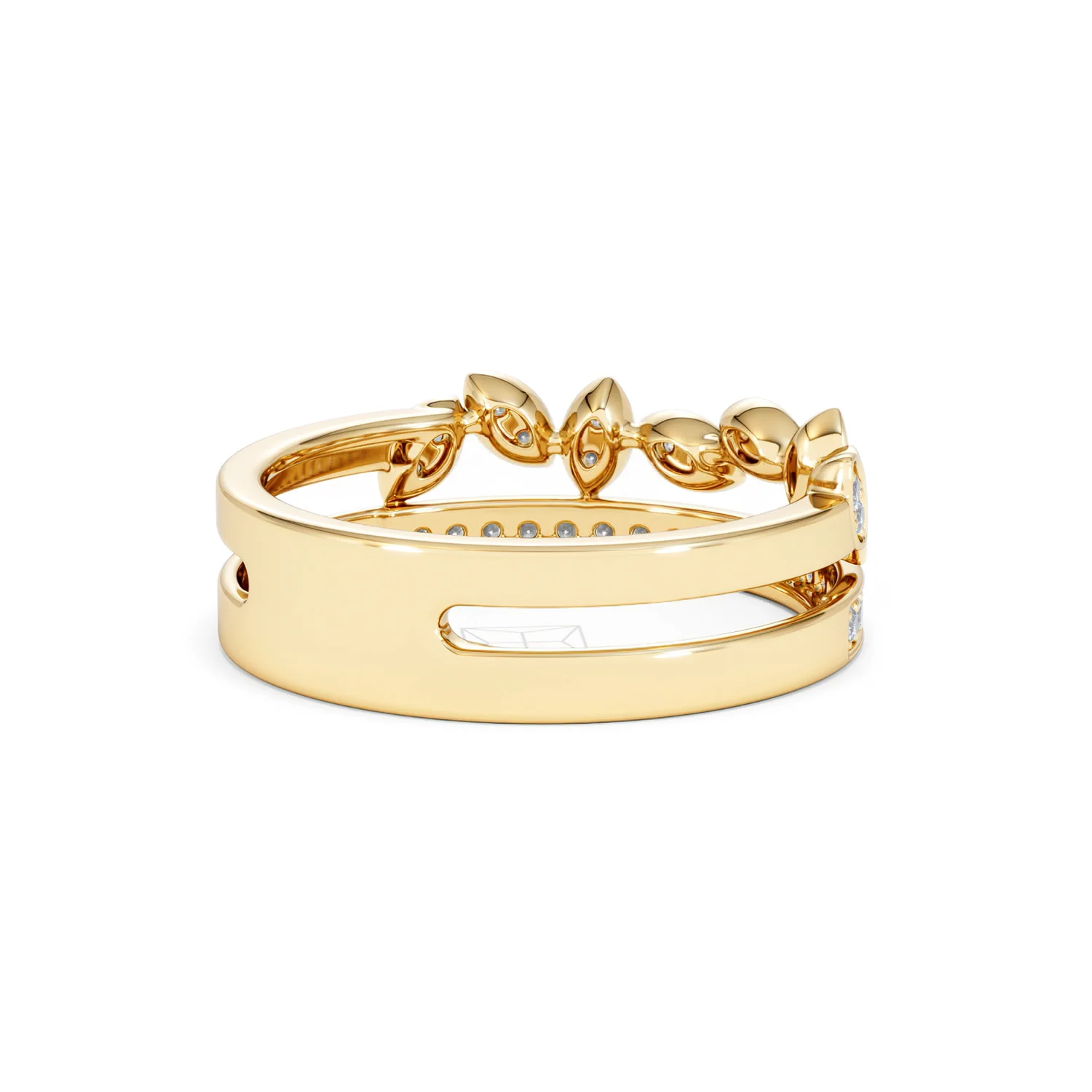 Double Band Stacking Ring Lab Diamond 0.25ct in 18K Gold Vermeil - Image 41