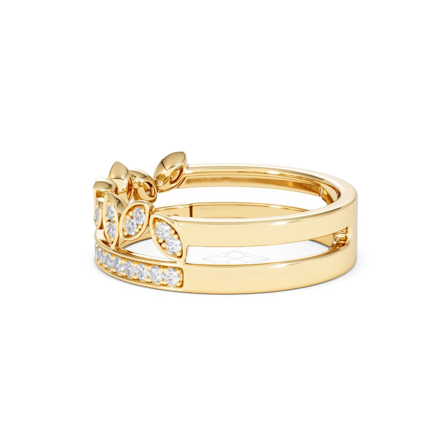 Double Band Stacking Ring Lab Diamond 0.25ct in 18K Gold Vermeil - Image 70