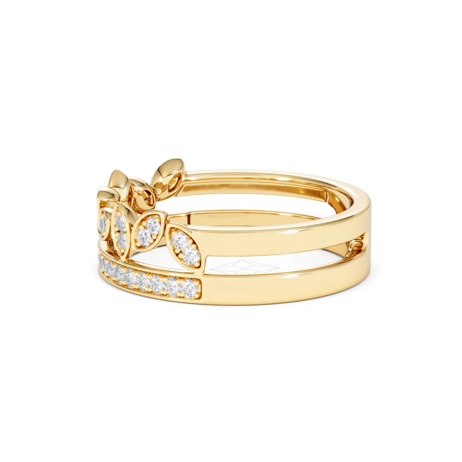 Double Band Stacking Ring Lab Diamond 0.25ct in 18K Gold Vermeil - Image 71