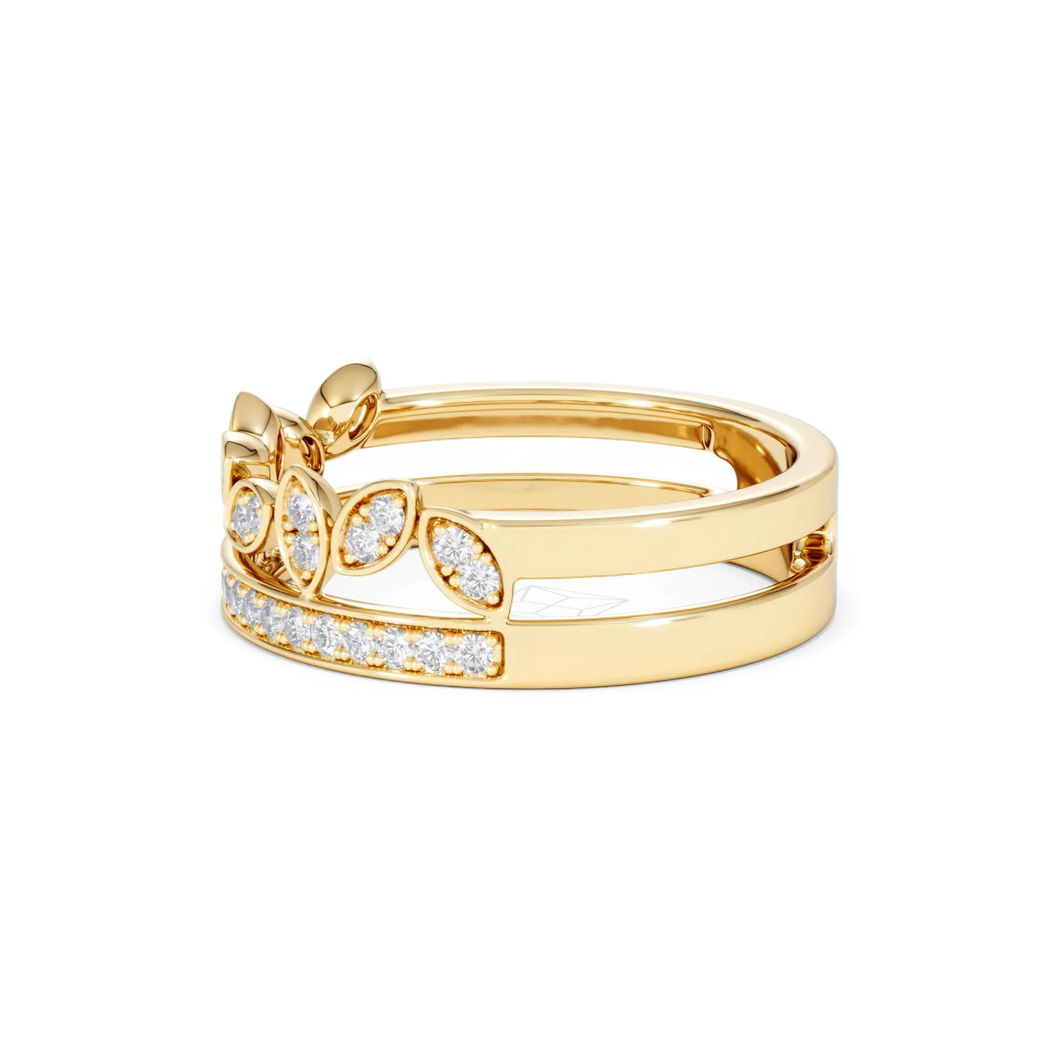Double Band Stacking Ring Lab Diamond 0.25ct in 18K Gold Vermeil - Image 73