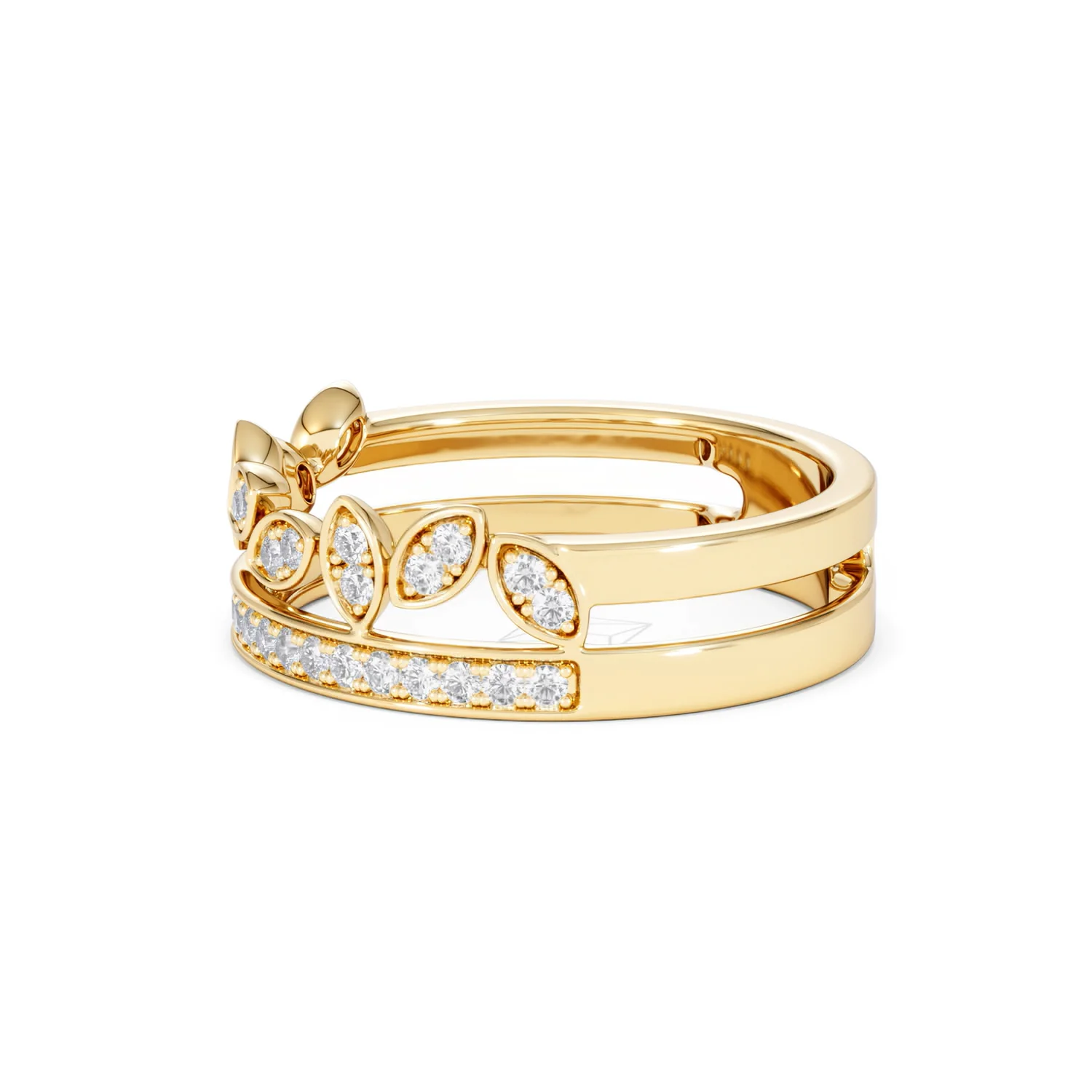 Double Band Stacking Ring Lab Diamond 0.25ct in 18K Gold Vermeil - Image 75