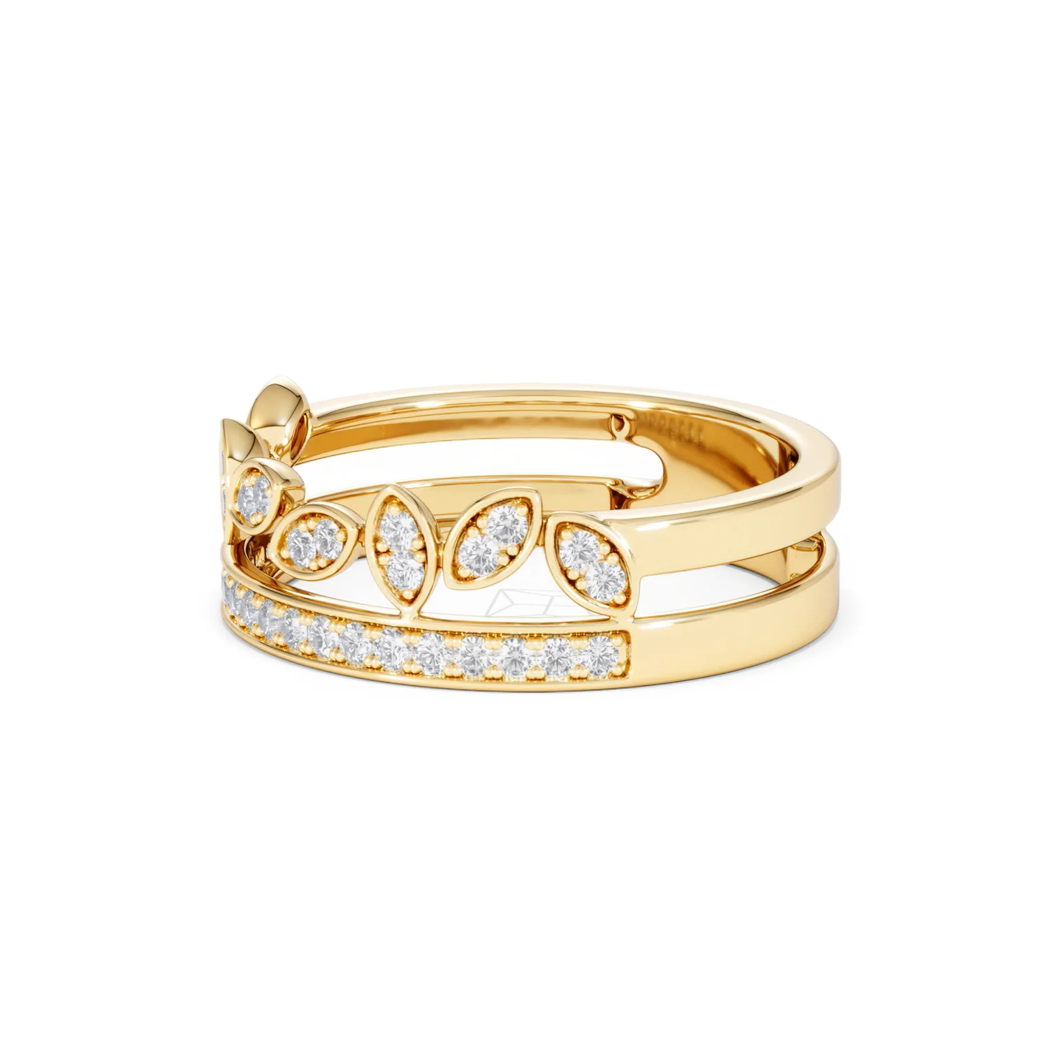 Double Band Stacking Ring Lab Diamond 0.25ct in 18K Gold Vermeil - Image 78