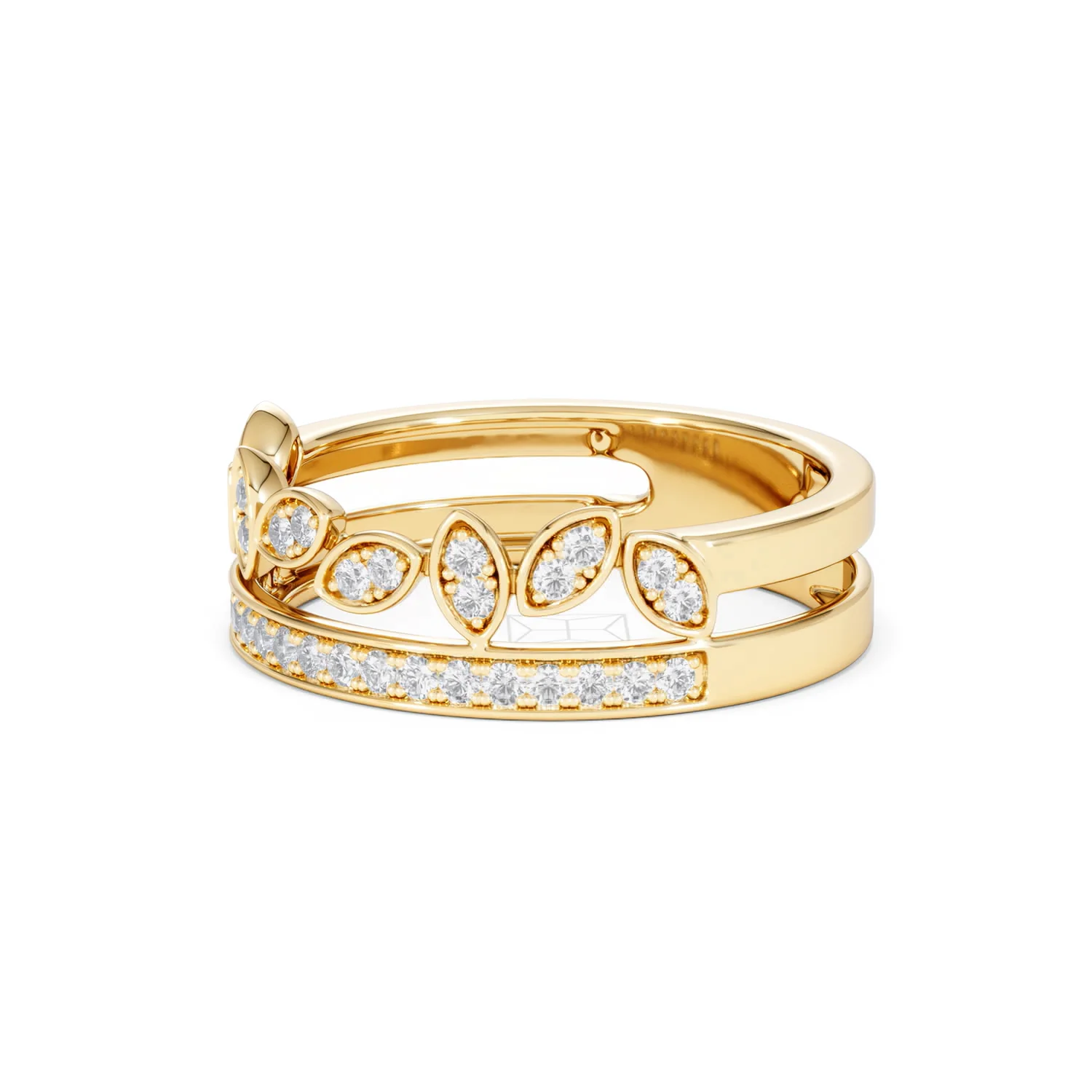 Double Band Stacking Ring Lab Diamond 0.25ct in 18K Gold Vermeil - Image 80