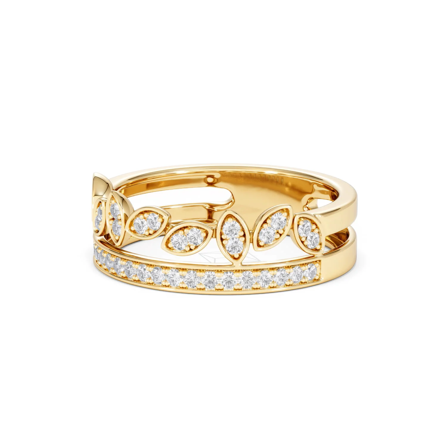 Double Band Stacking Ring Lab Diamond 0.25ct in 18K Gold Vermeil - Image 84