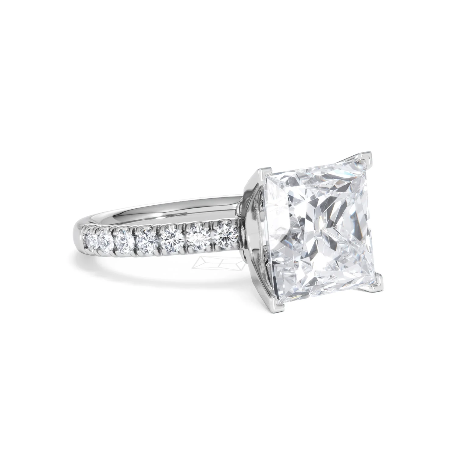 Katerina 5.55ct Lab Diamond Princess Cut Engagement Ring in Platinum G/VS1 - Image 16