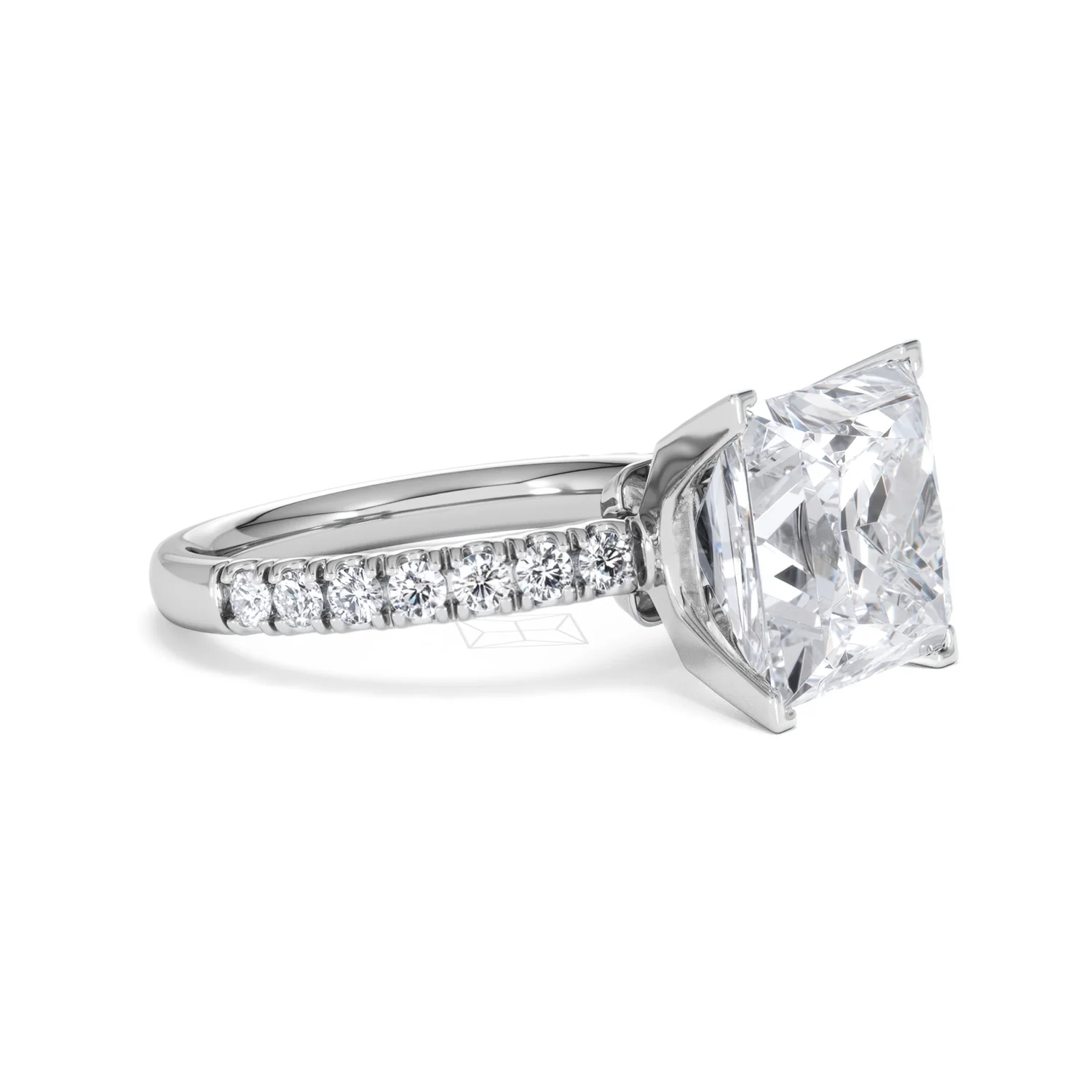 Katerina 5.55ct Lab Diamond Princess Cut Engagement Ring in Platinum G/VS1 - Image 20