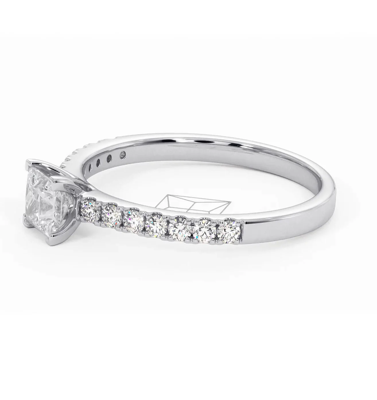 Katerina Lab Princess Diamond Engagement Ring Platinum 0.85ct F/VS1 - Image 102