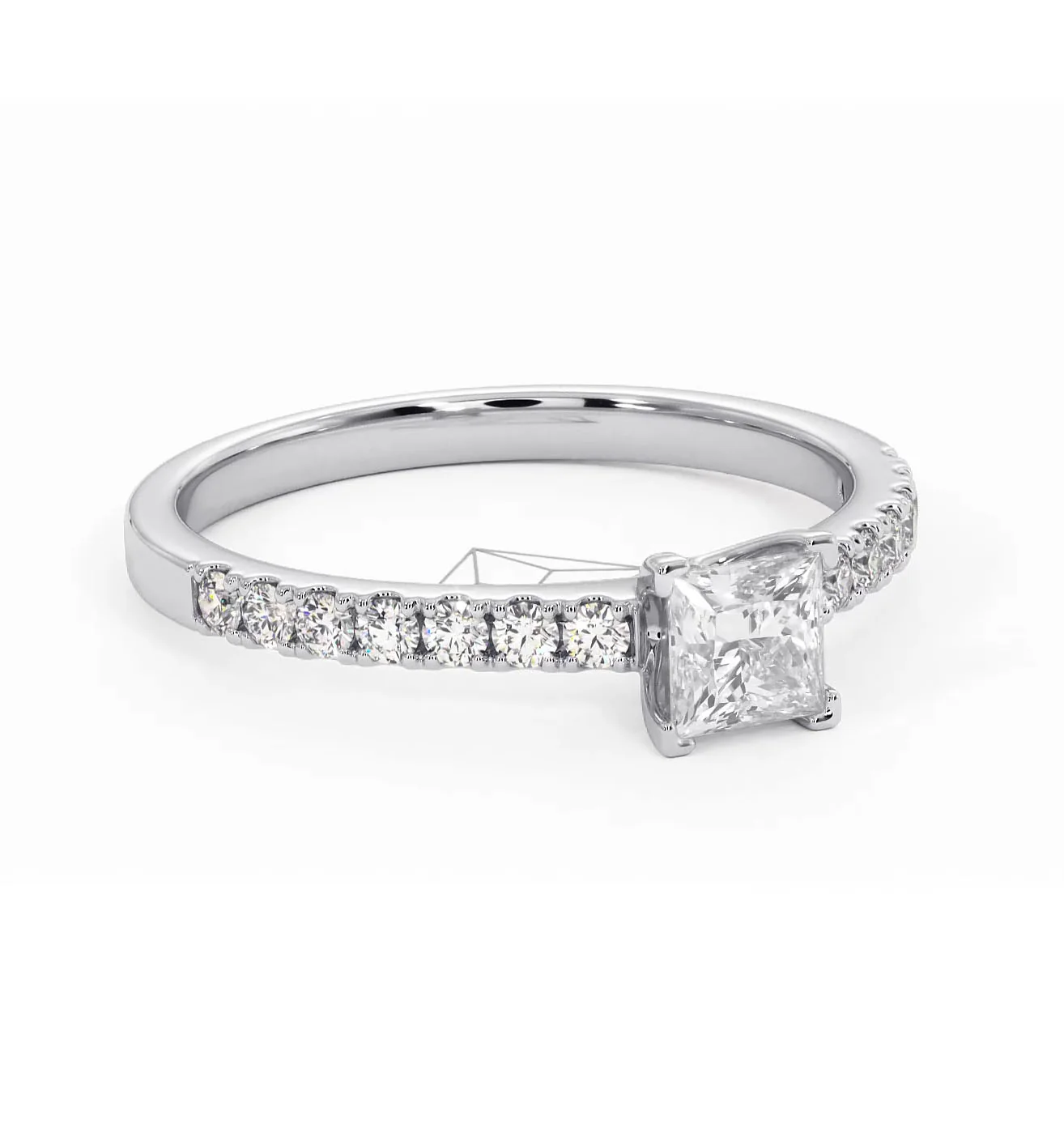 Katerina Lab Princess Diamond Engagement Ring Platinum 0.85ct F/VS1 - Image 162