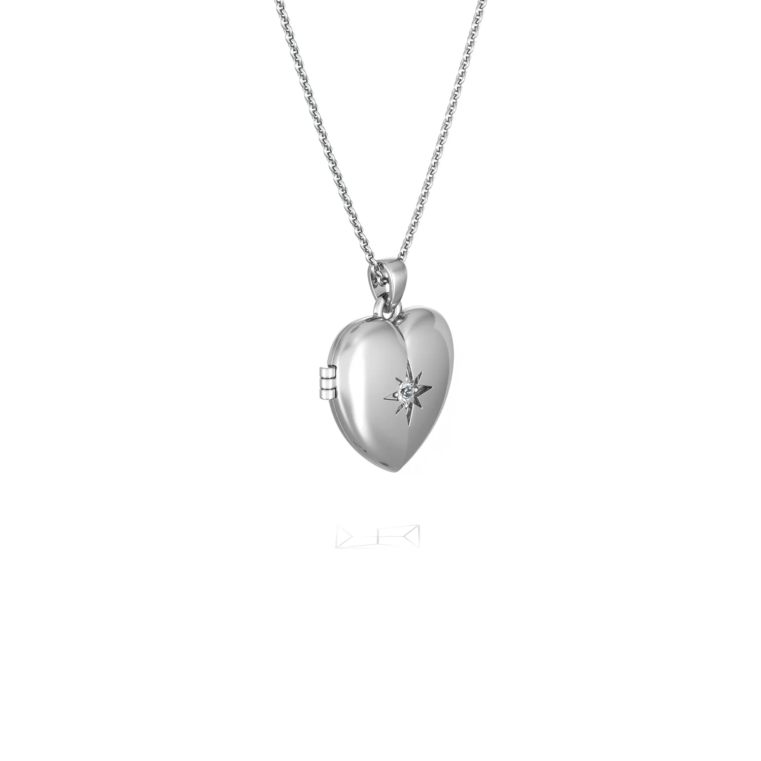 Keepsake 0.06ct Lab Diamond Heart Locket Pendant Necklace in Sterling Silver - Image 19