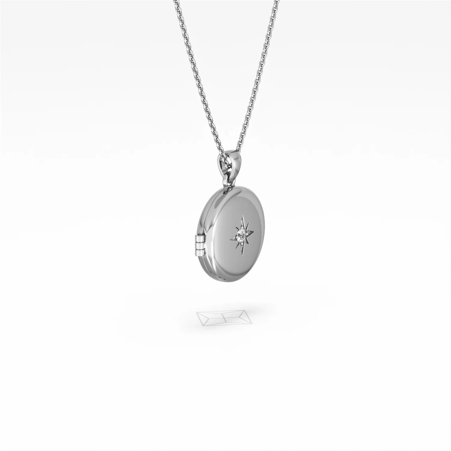 Keepsake 0.06ct Lab Diamond Round Locket Pendant Necklace in Sterling Silver - Image 21