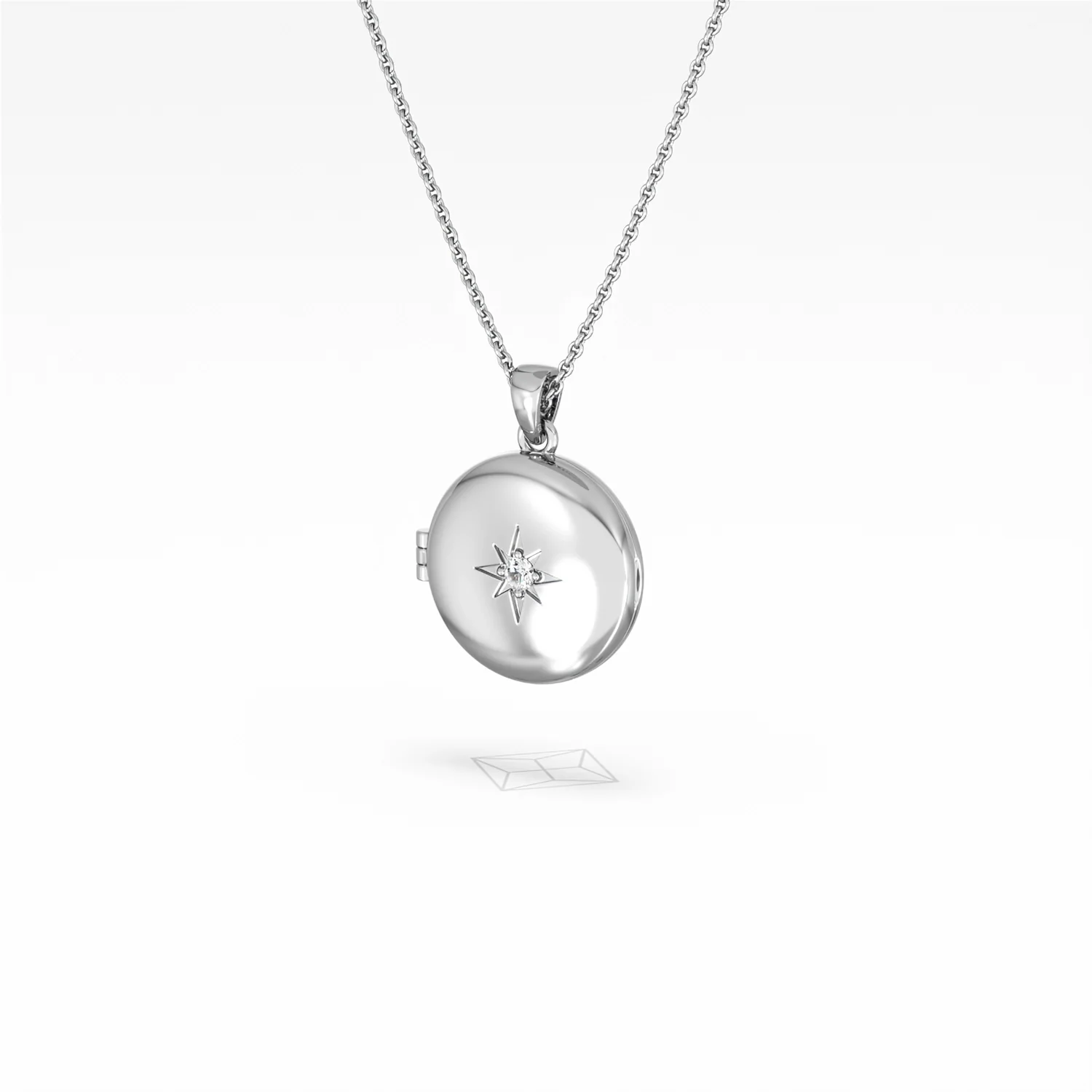 Keepsake 0.06ct Lab Diamond Round Locket Pendant Necklace in Sterling Silver - Image 82