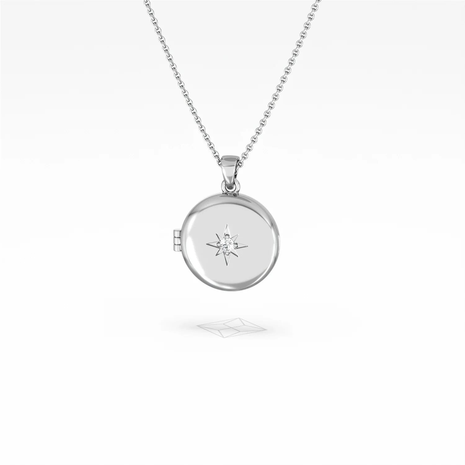 Keepsake 0.06ct Lab Diamond Round Locket Pendant Necklace in Sterling Silver - Image 86